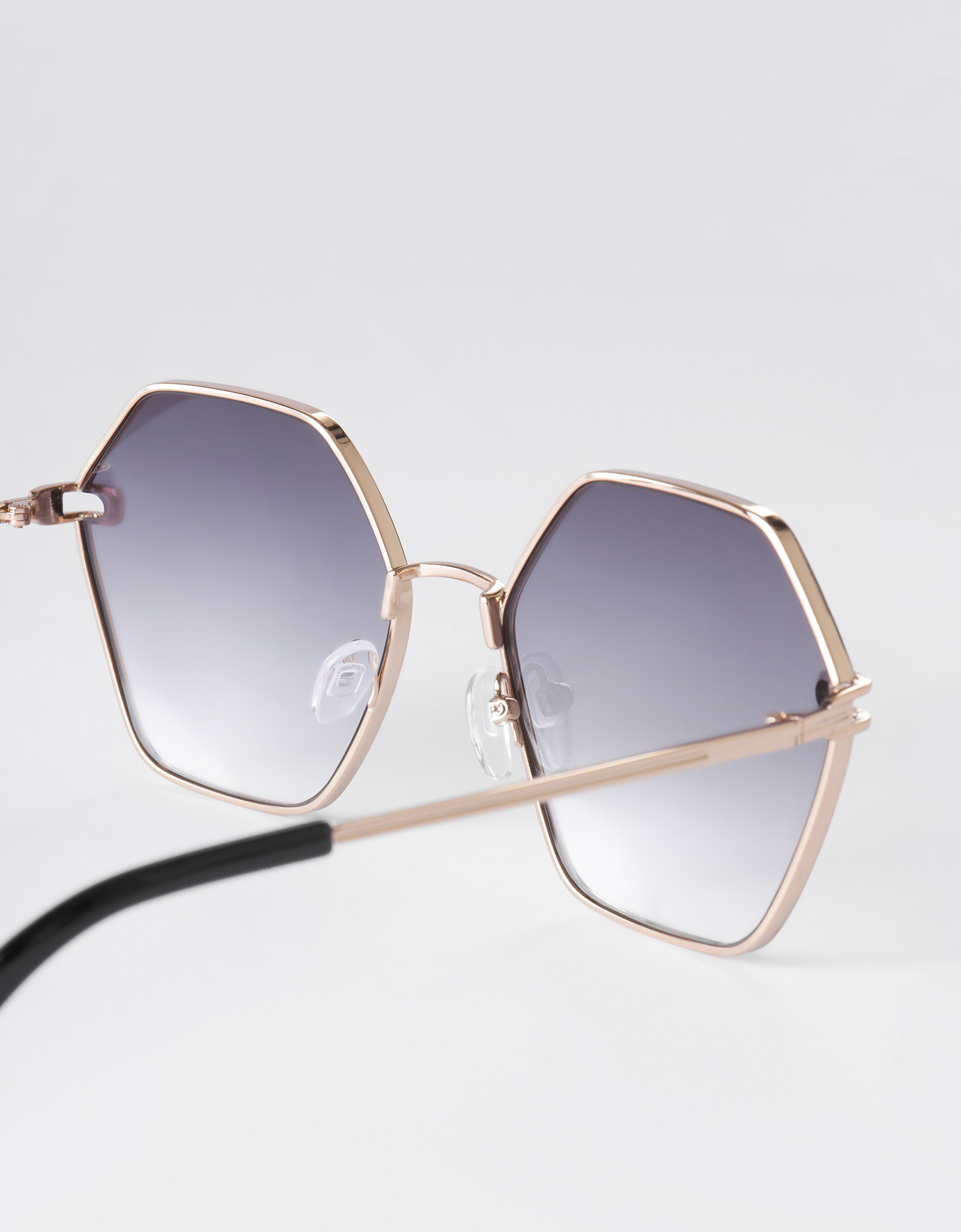 Sunglasses, metal/plastic, hexagonal, black, Geometric
