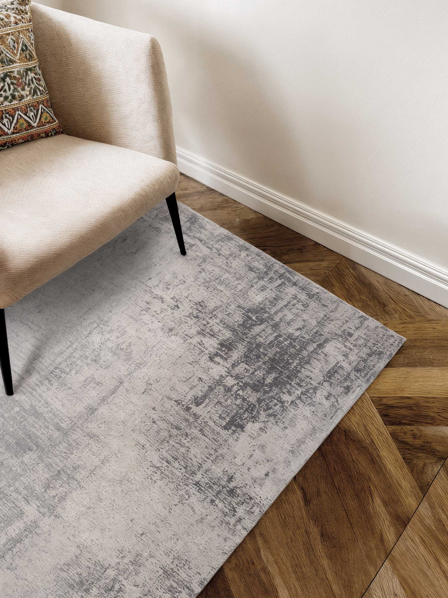 Carpet, 150x210 cm, beige-gray, cotton, Traces, image-6