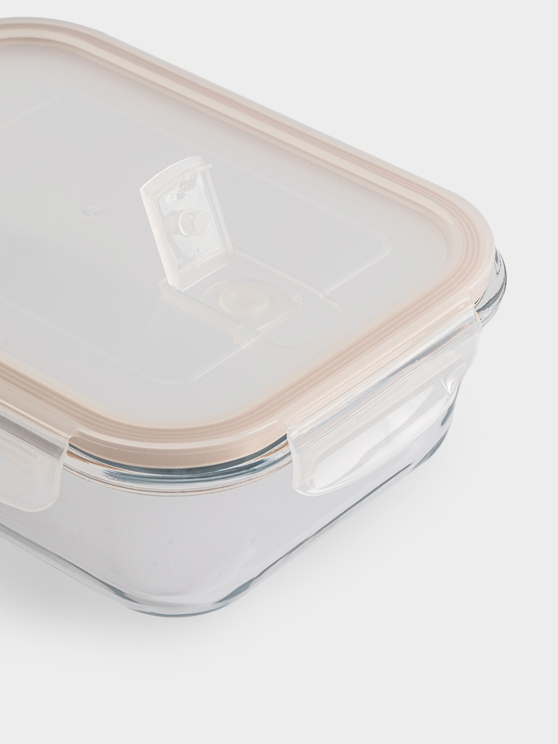 Container, 1 L, with clips, with valve, glass T / plastic, rectangular, Soft kitchen, image-3