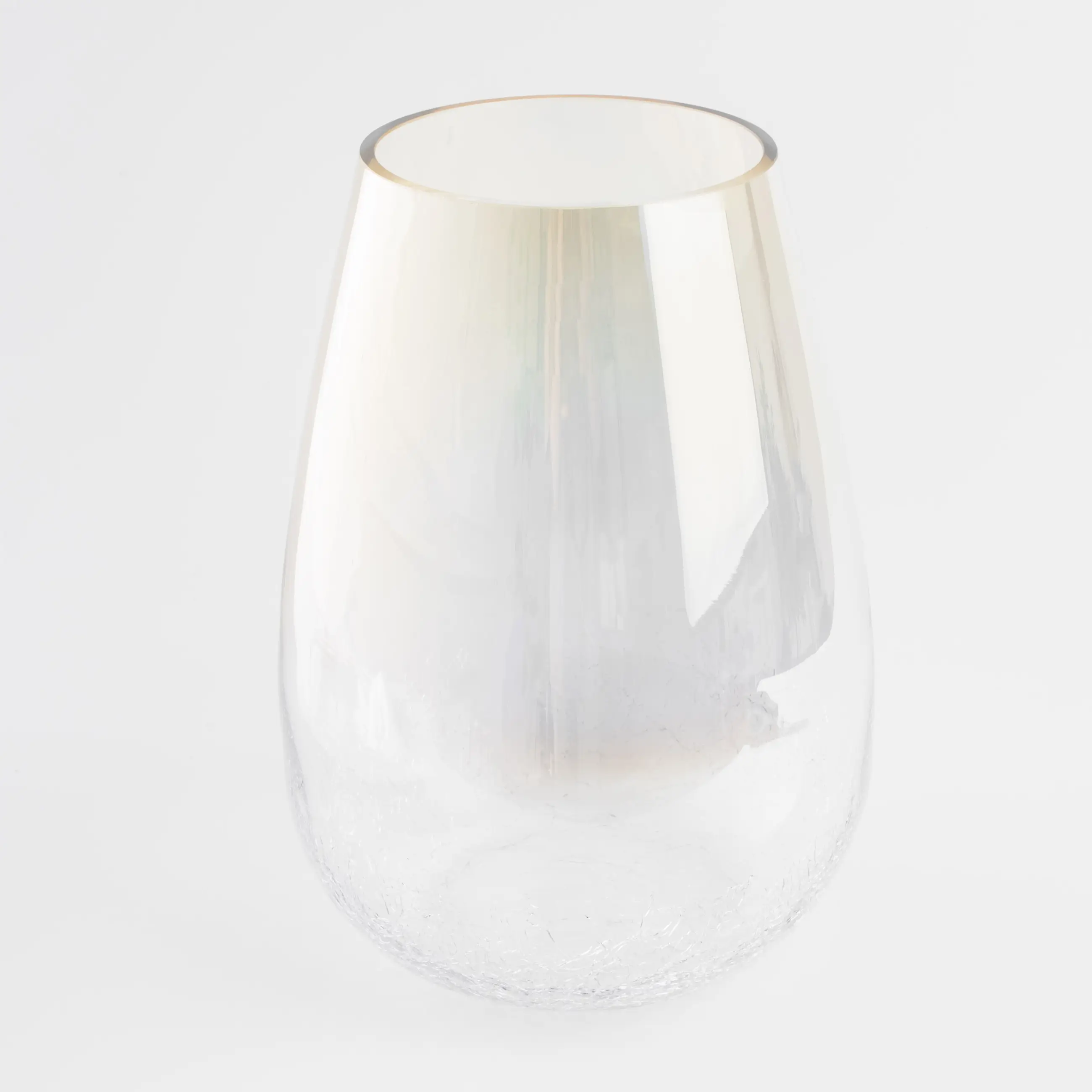 Flower vase, 26 cm, glass, beige gradient, Craquelure, Ice, image-0
