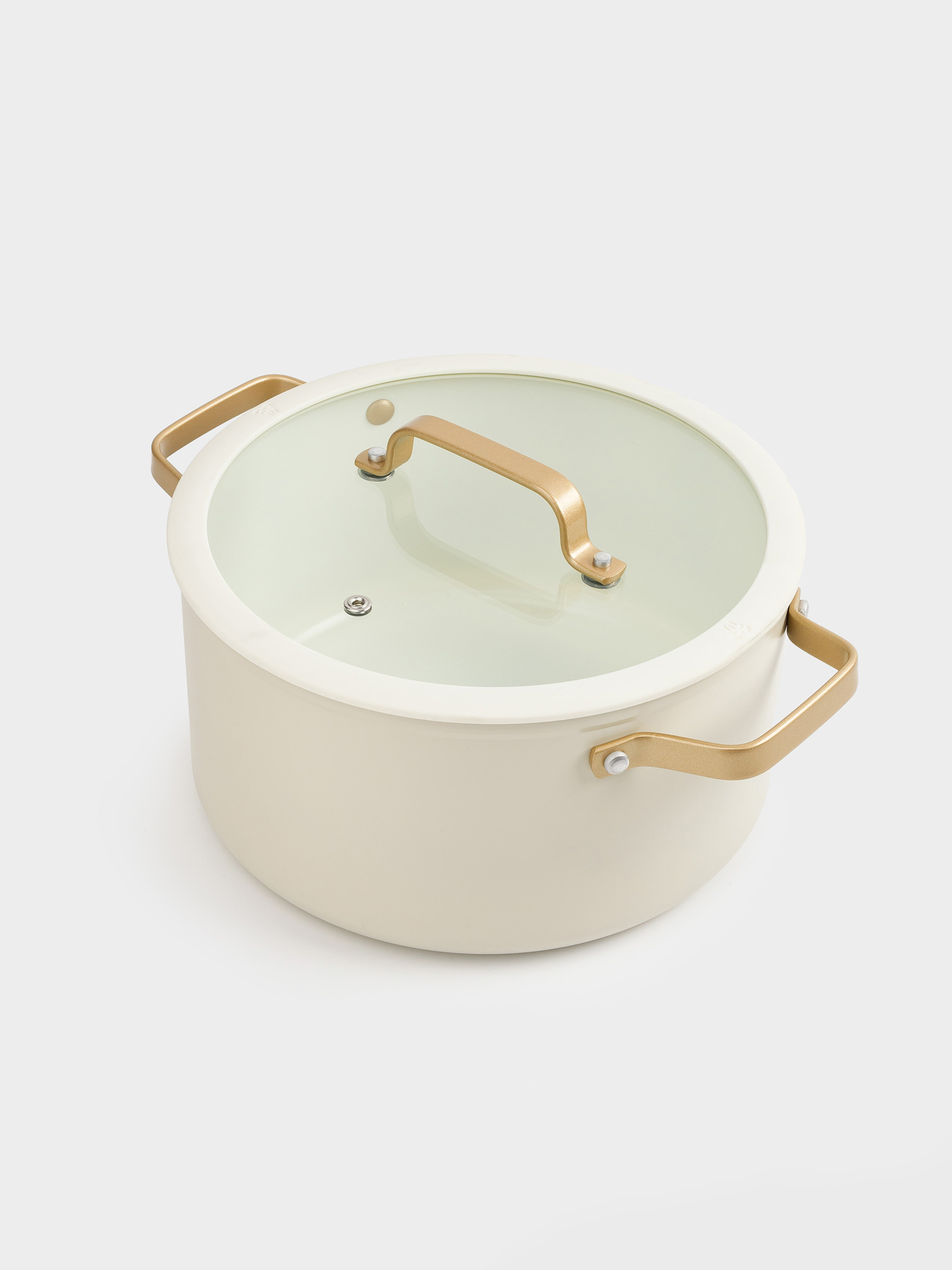 Pot, 24 cm, 5.5 l, with lid, coated, aluminum, milky, Piatto gold, image-2
