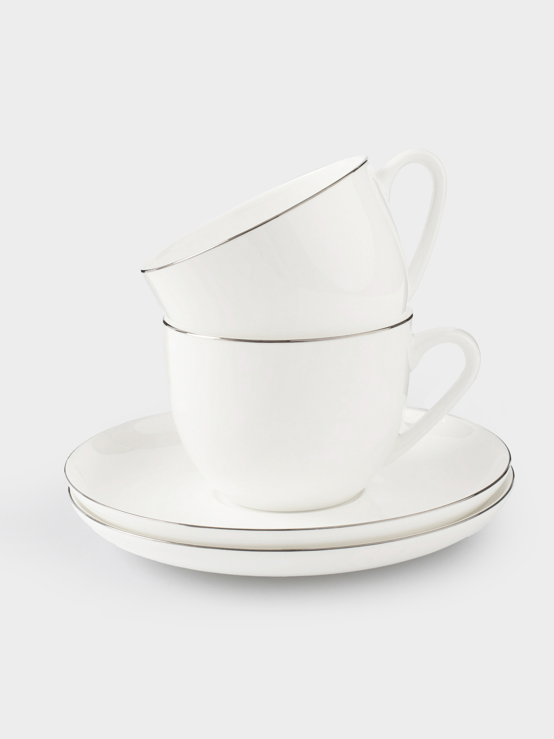 Tea pair, 2 persons, 4 items, 250 ml, porcelain F, white, Ideal silver, image-6