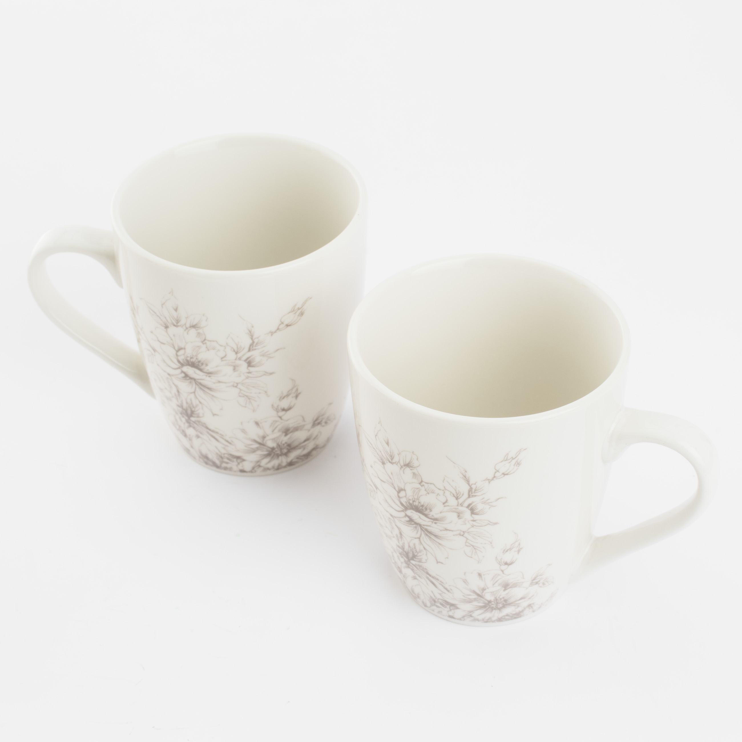 Mug, 350 ml, 2 pcs, porcelain P, white, Beige flowers, Maleo