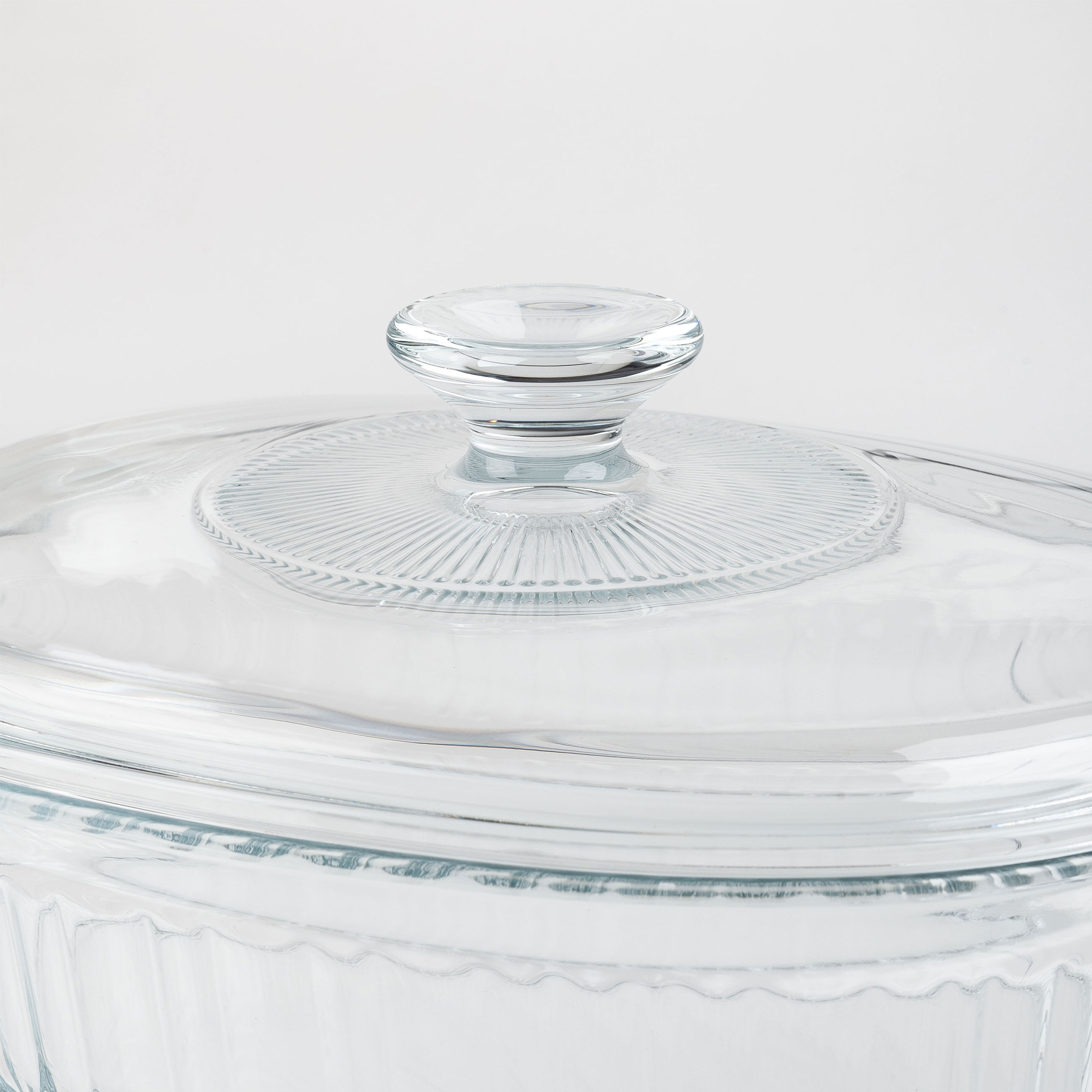 Baking dish, 27x19 cm, 1.8 L, with lid, glass T, Oval, Cook ribbed