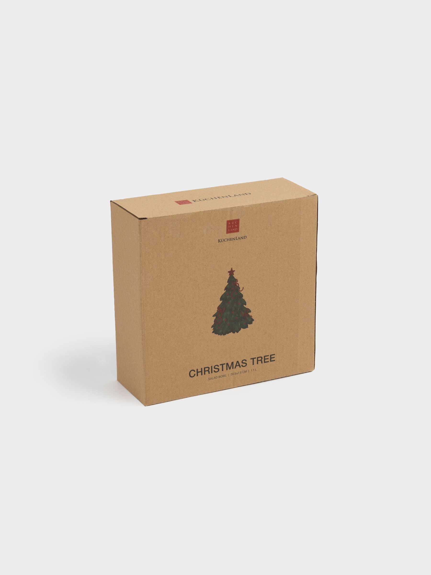 Salad bowl, 21x8 cm, 1 l, ceramic, Christmas tree with bows, Christmas tree, image-6