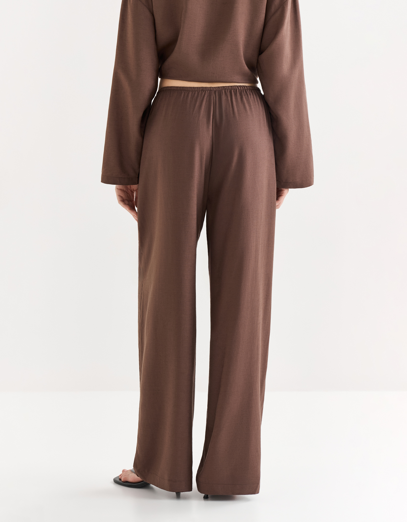 Women's trousers, size S, viscose / linen, brown, Redana, image-3