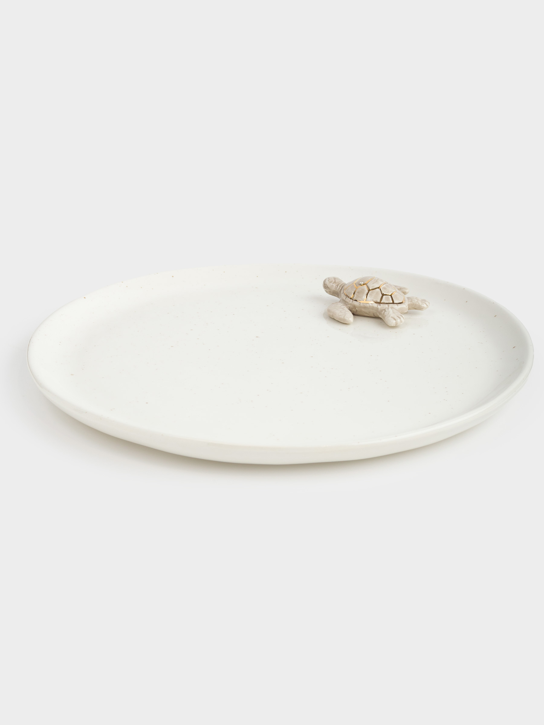 Dish, 24 cm, ceramic, milky gold, speckled, Turtle, Grand turtle, image-2
