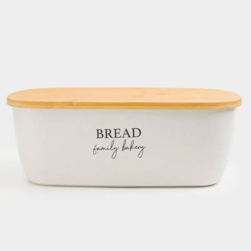 Bread box, 37x21x13 cm, with cutting board, bamboo, oval, Dairy, Bread/Bakery, Course