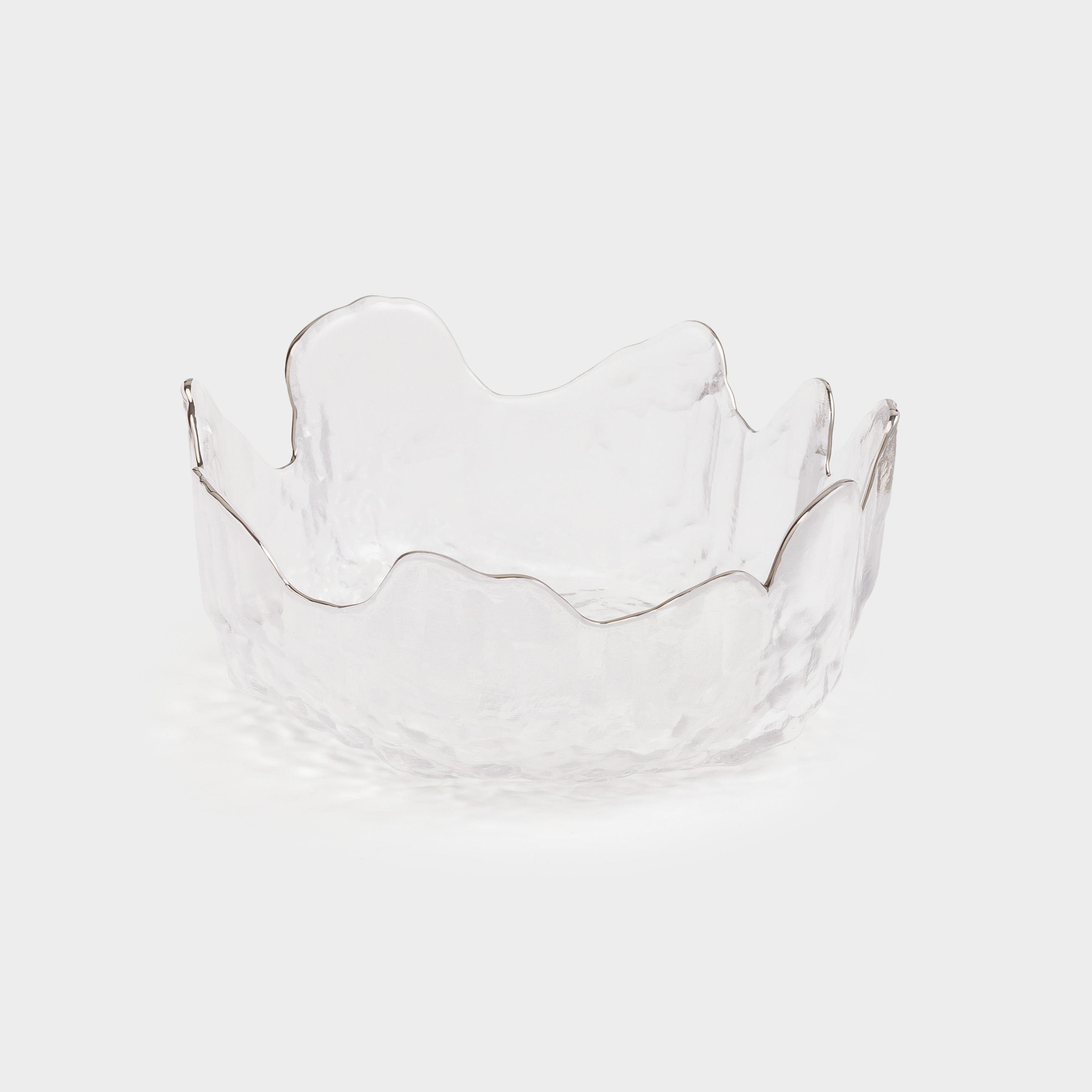 Bowl, 13x6 cm, glass, with silver edging, Nautilus silver