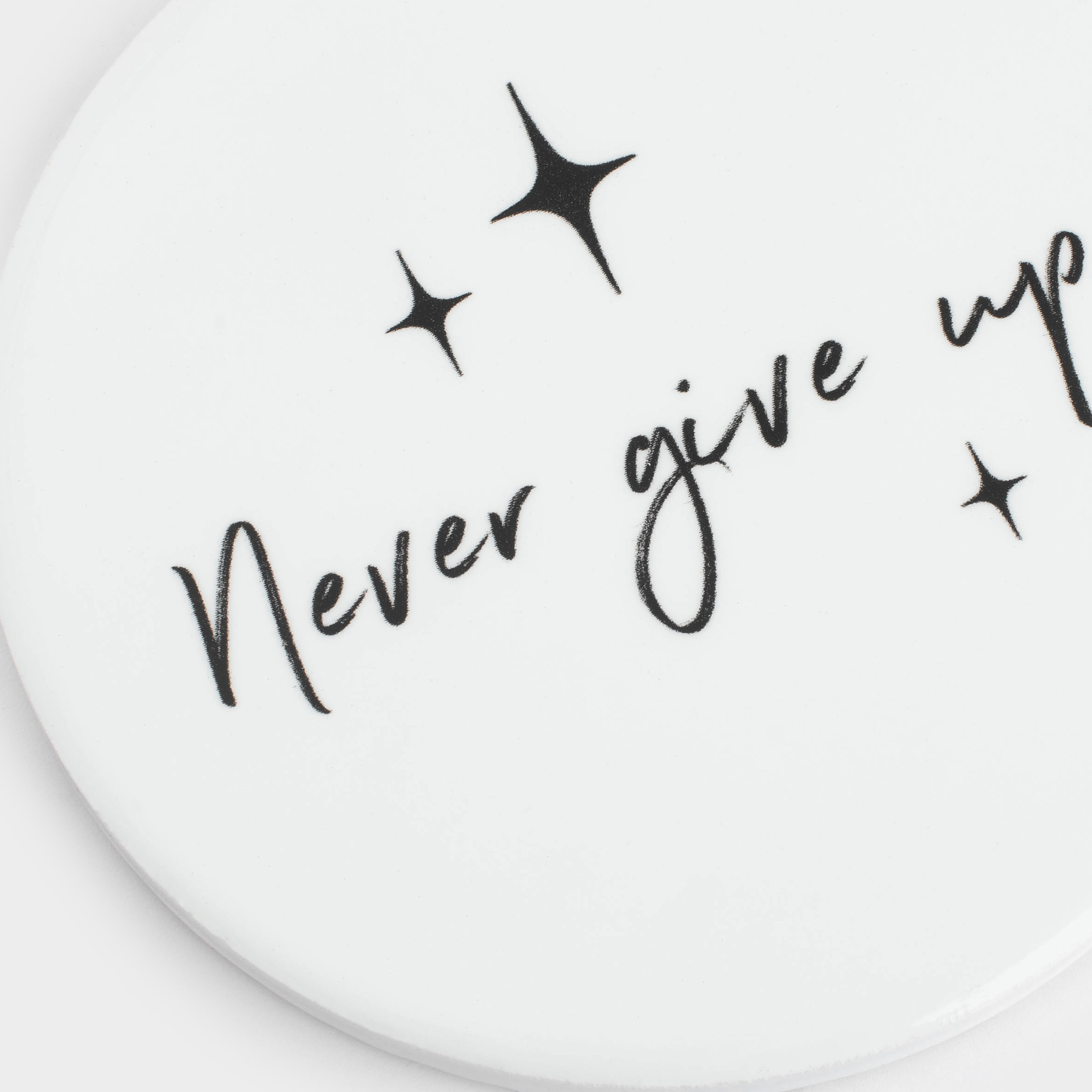Coaster, 11 cm, ceramic / cork, round, White, Scroll