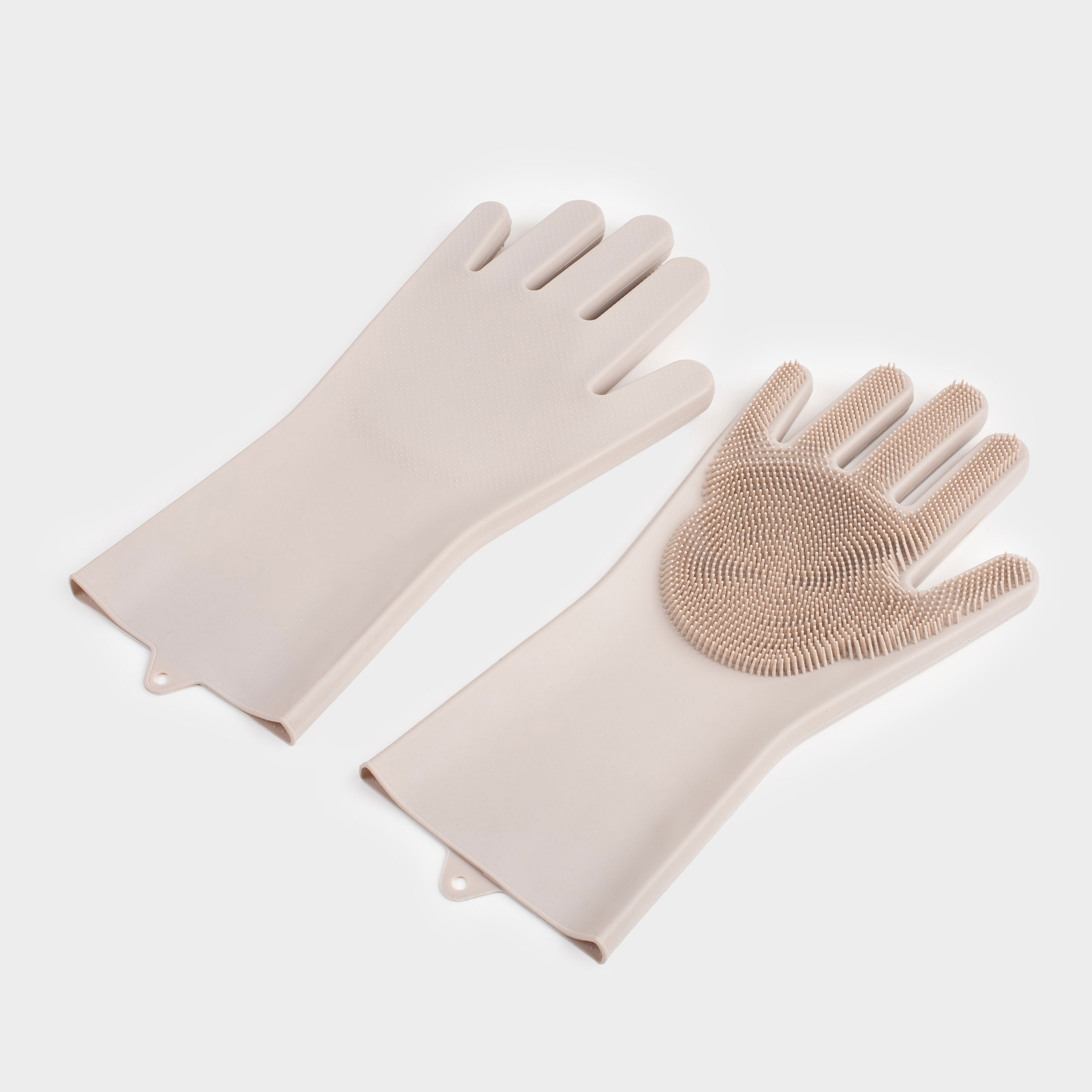 Cleaning glove, 2 pcs, silicone, gray-beige, Clean, image-1