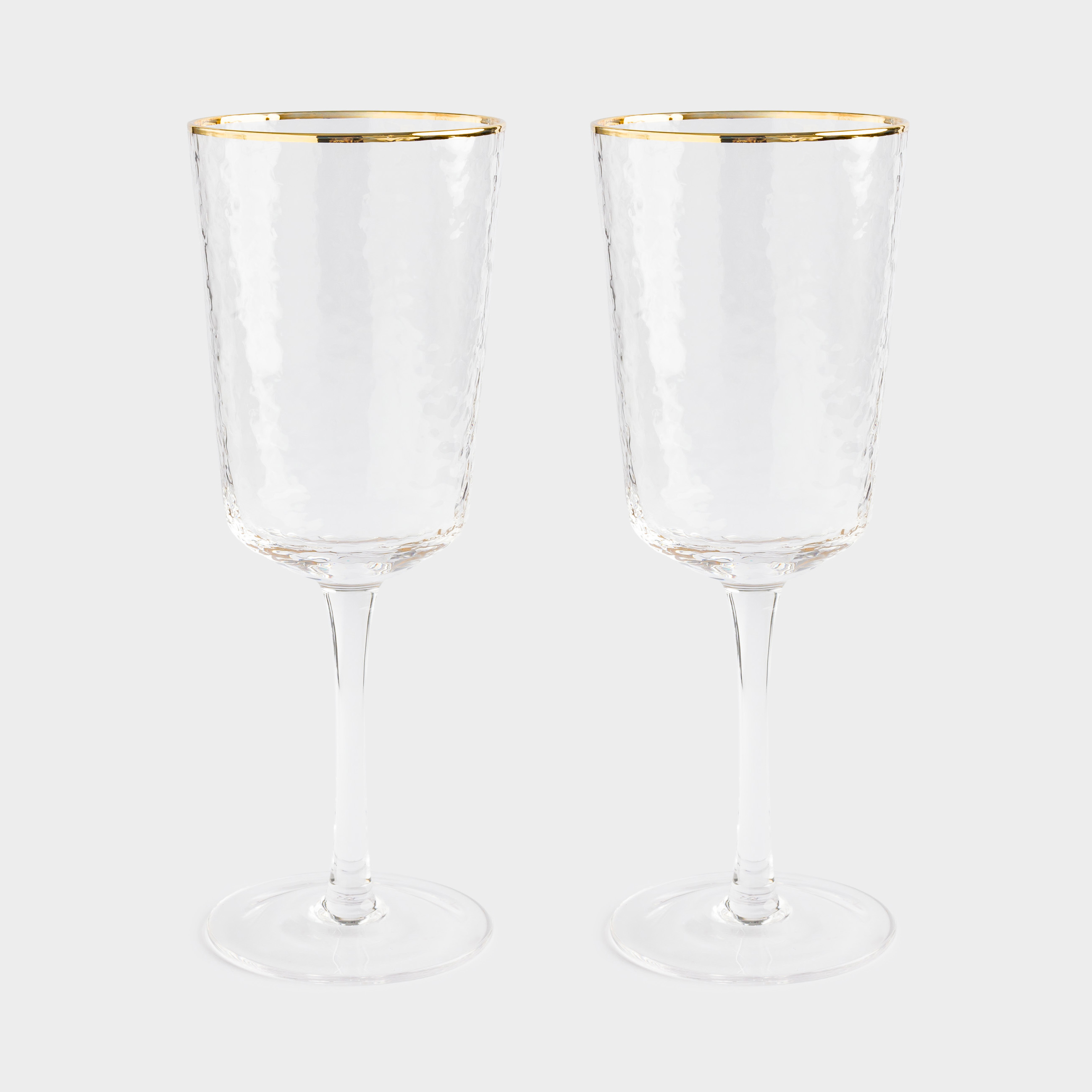 Drinking glass, 350 ml, 2 pcs, glass, with golden edging, Ripply gold, image-0