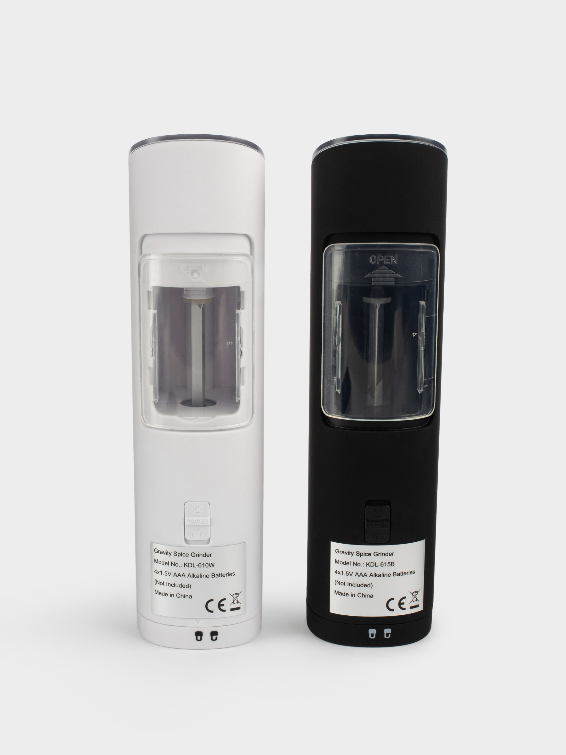 Spice mill, 20 cm, 2 pcs, Gravity, Plastic, LED W, White / Black, B&W, image-5