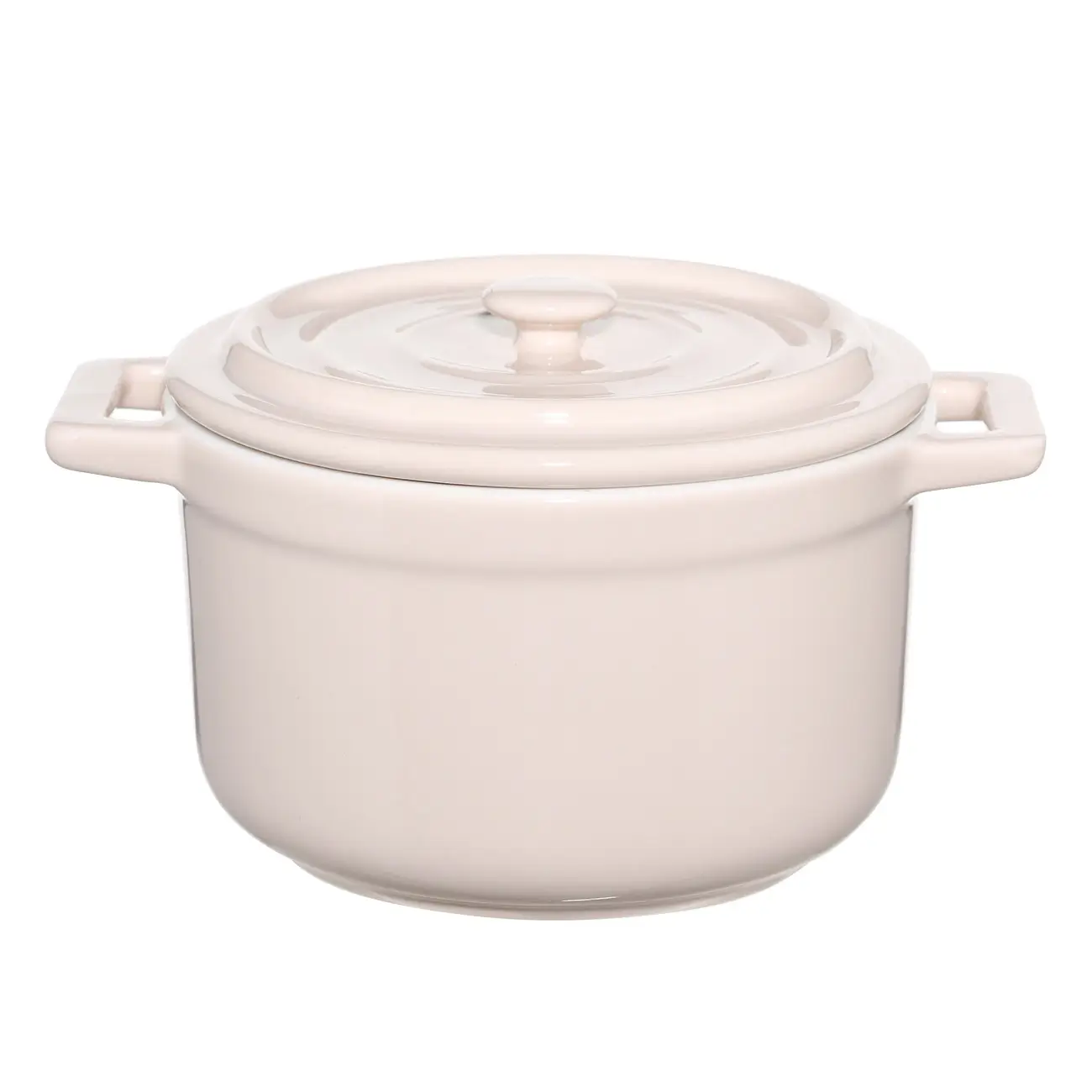 Cocotte, 12 cm, 500 ml, with lid, porcelain P, beige, Bright, image-0