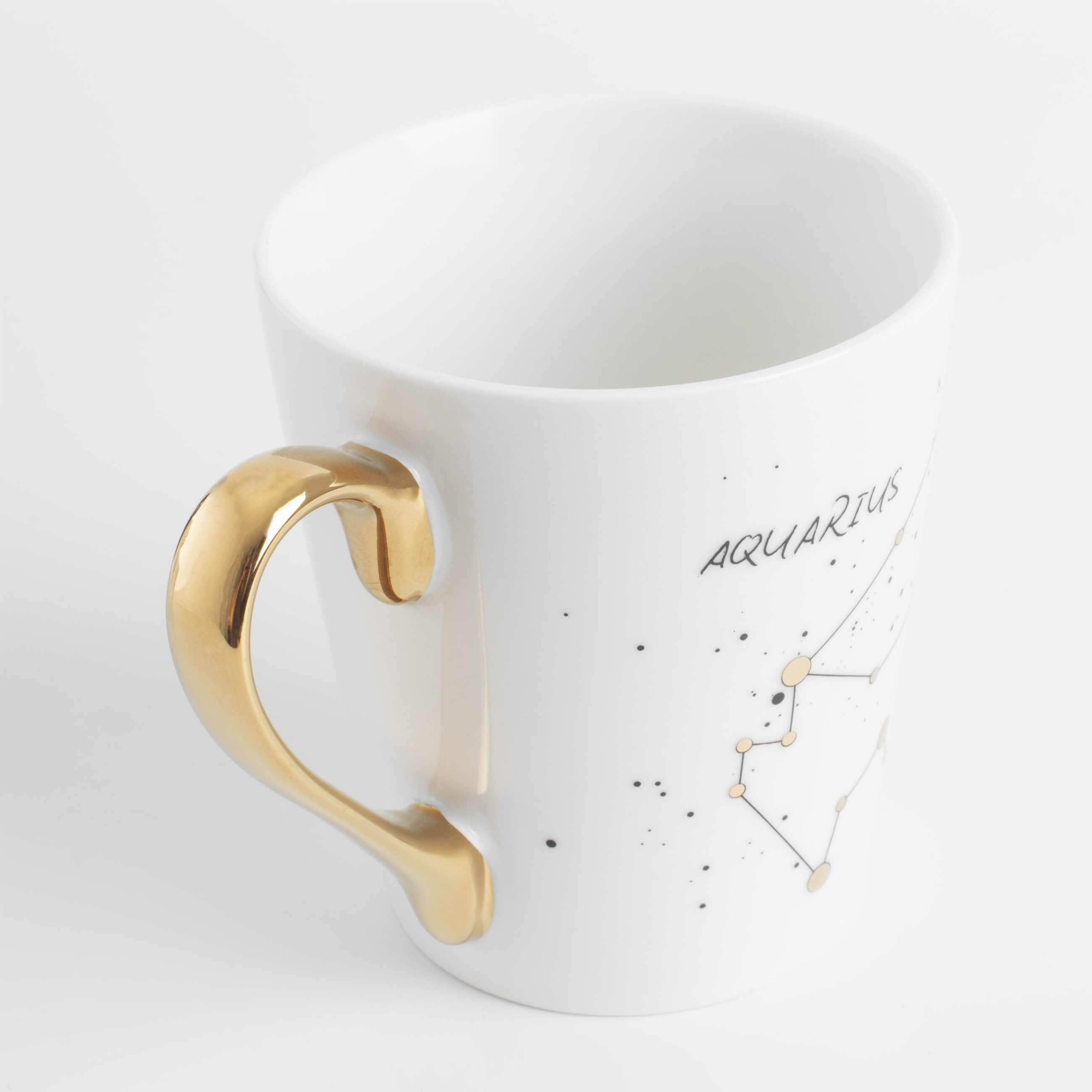 Mug, 400 ml, porcelain N, milky golden, Aquarius, Zodiac, image-1