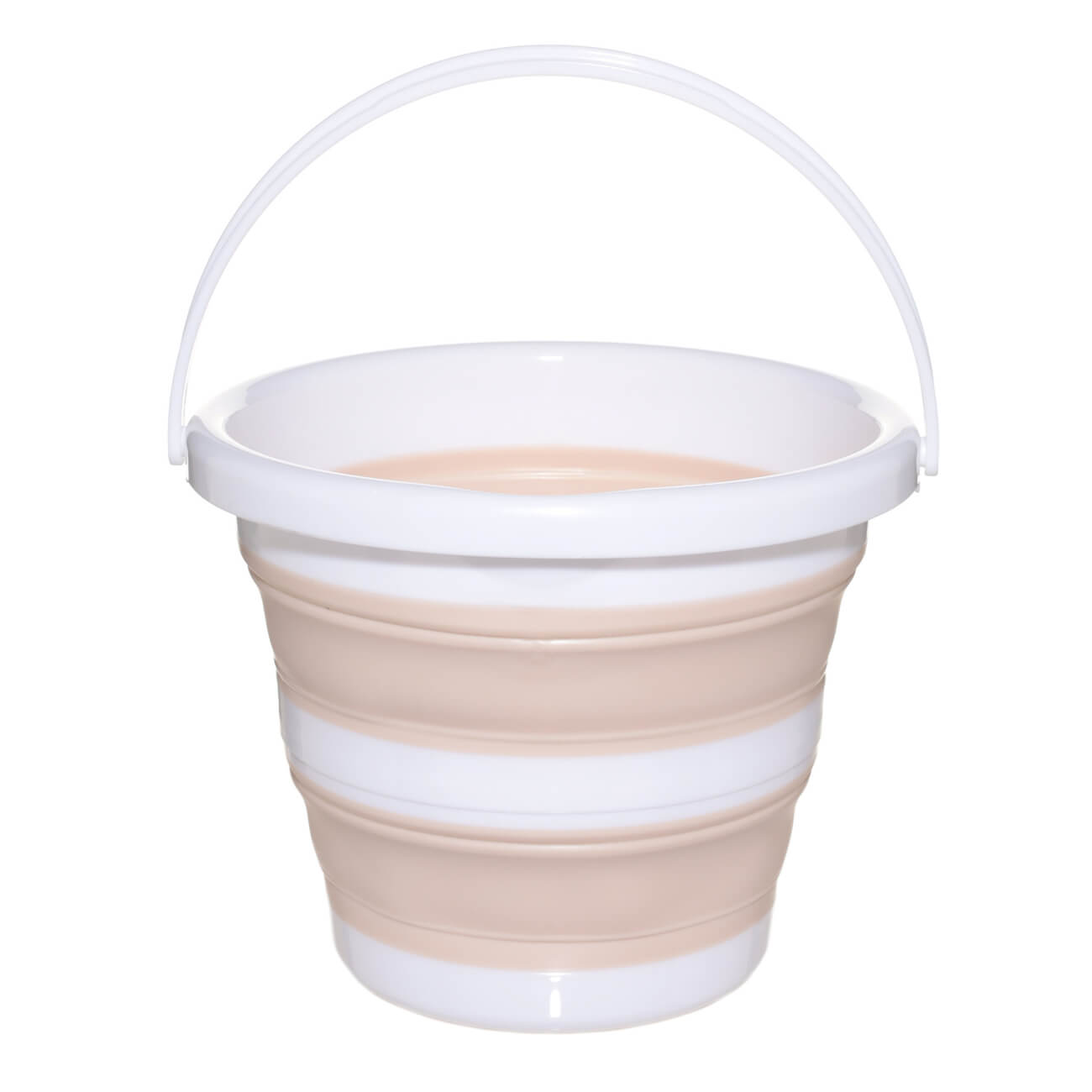 Foldable bucket, 5 l, plastic / rubber, beige-pink, Foldaway