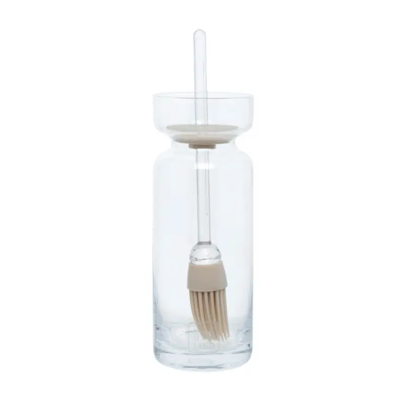 Oil container, 270 ml, with brush, Glass / Silicone, Beige, Soft Kitchen