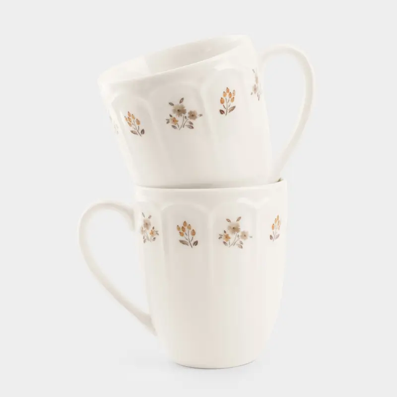 Mug, 380 ml, 2 pcs, porcelain N, white, Vintage flowers, La flore ,image-0