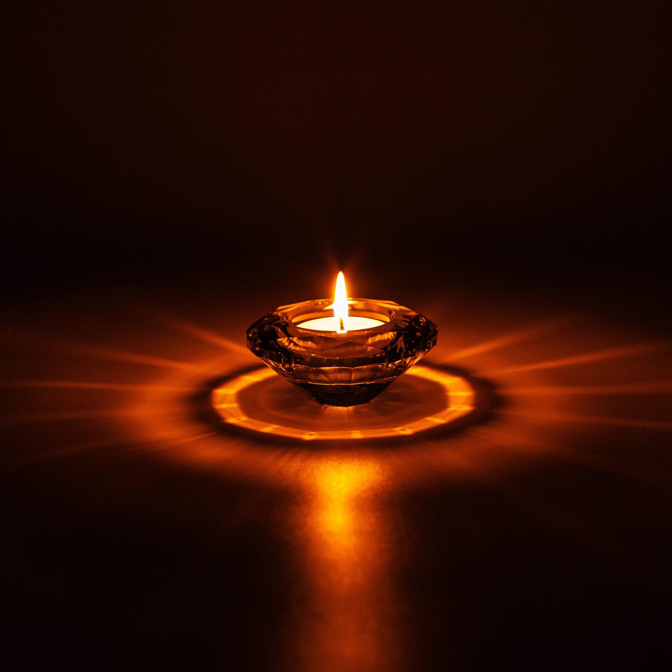 Candlestick, 7 cm, for a tea candle, Glass, Diamond, Diamond