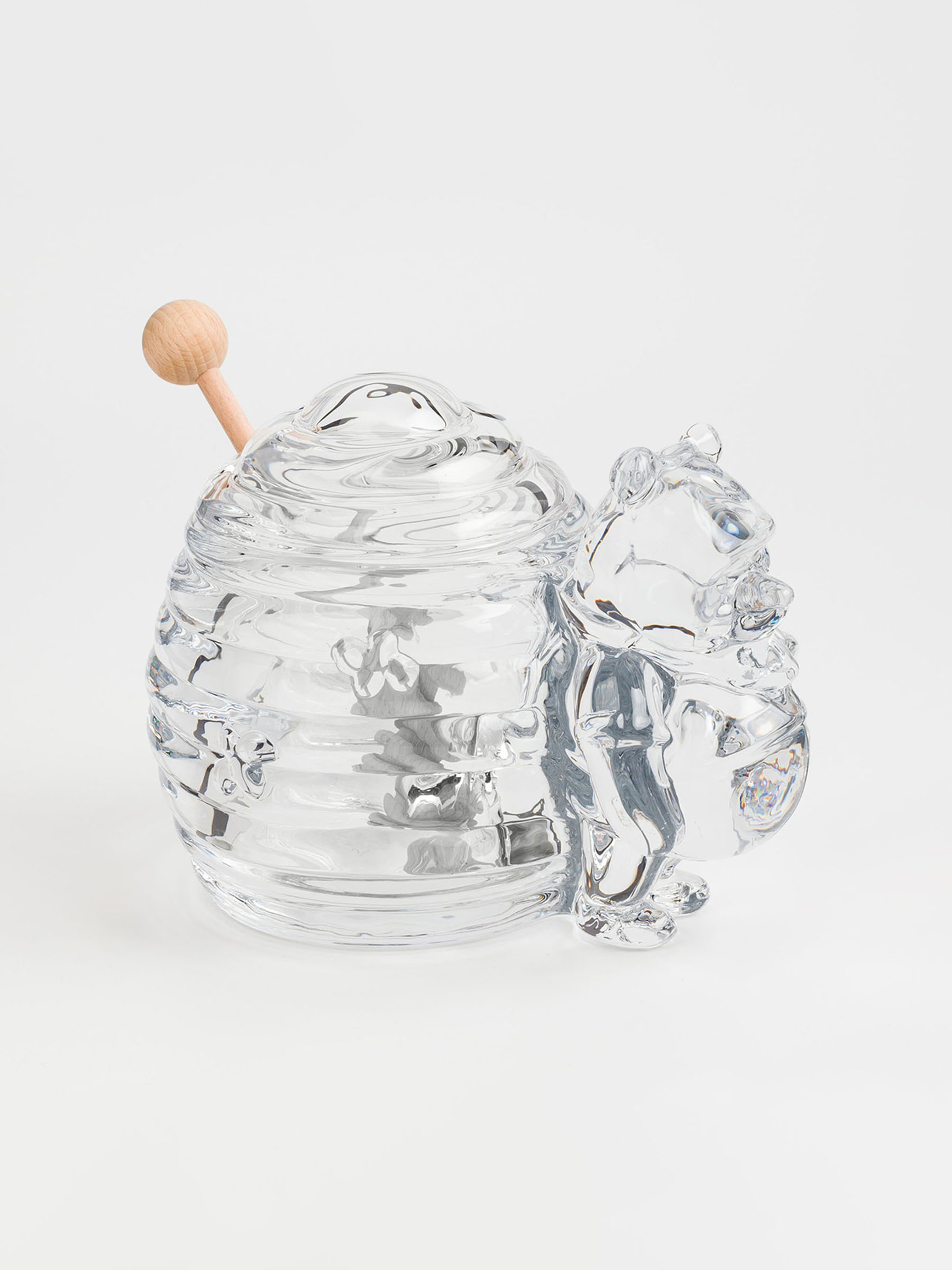 Honey jar, 270 ml, with spoon, glass/tree, Bear, Honey, image-0