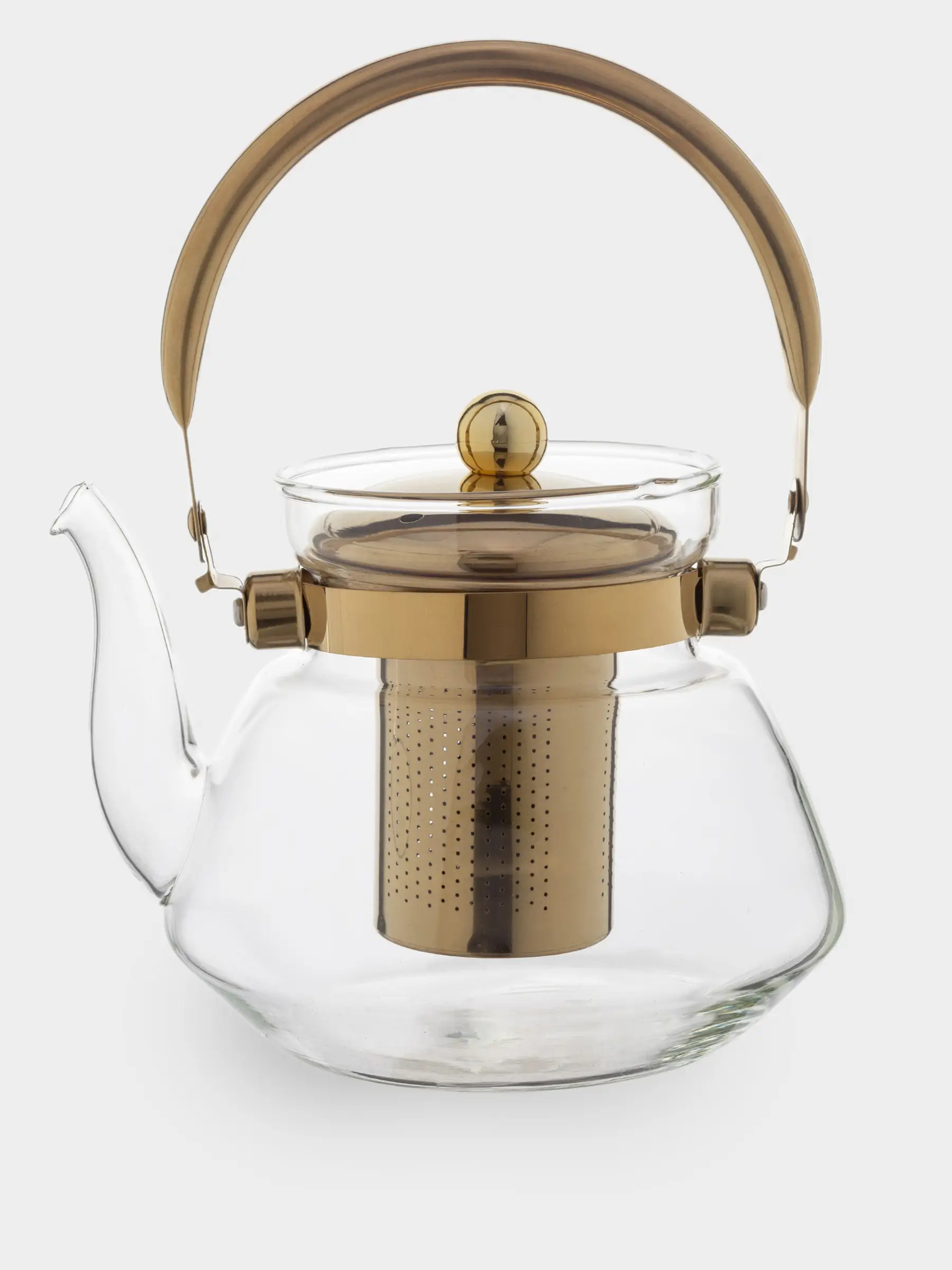 Teapot, 1,3 l, B/steel glass, golden, Classic gold