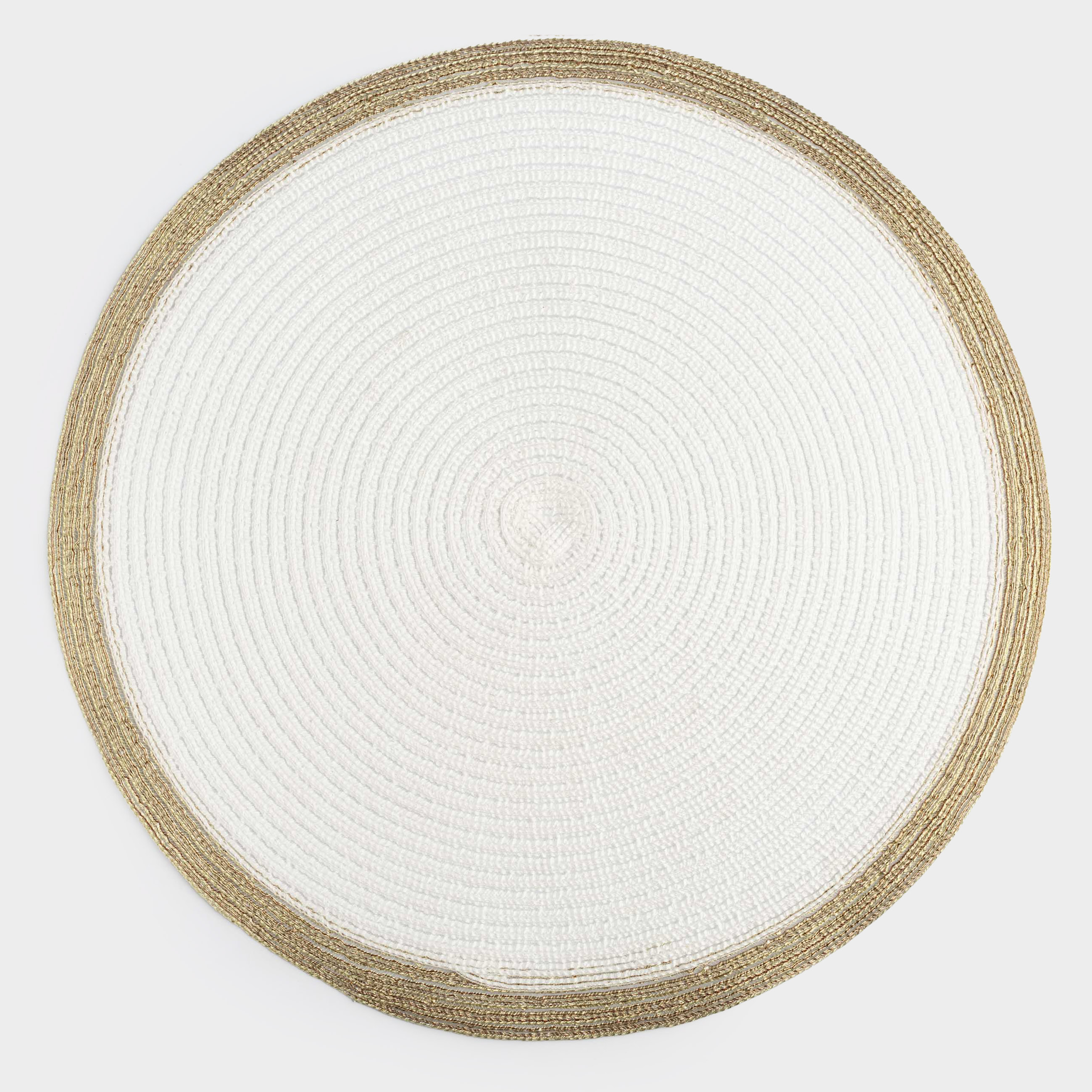 Instrument napkin, 38 cm, polyester, round, white, Gold border, Rotary rim, image-0