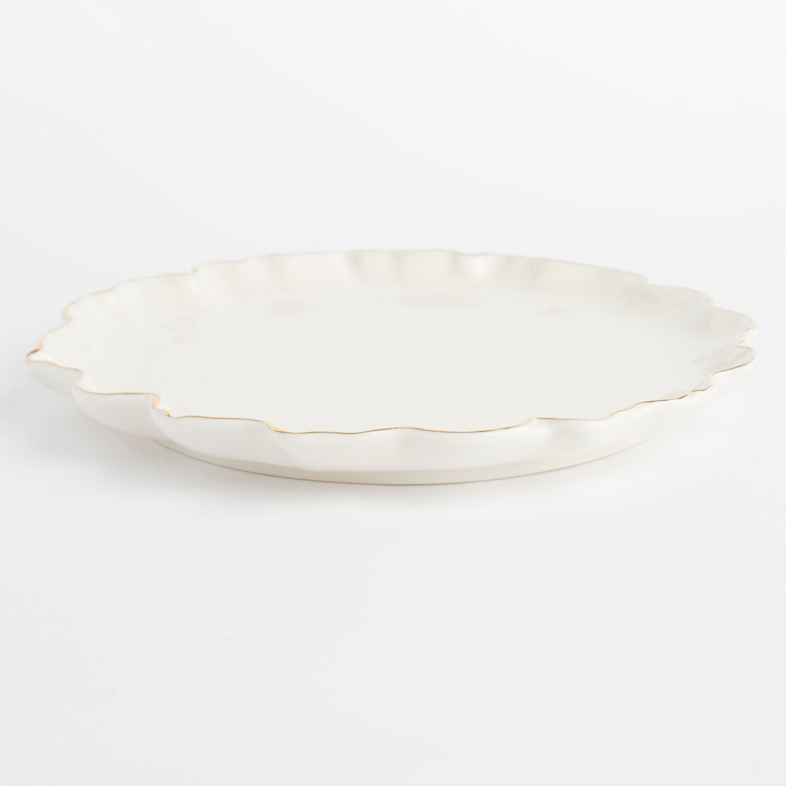 Dessert plate, 20 cm, porcelain R, with golden edging, Crumpled effect, Crumple gold изображение № 3