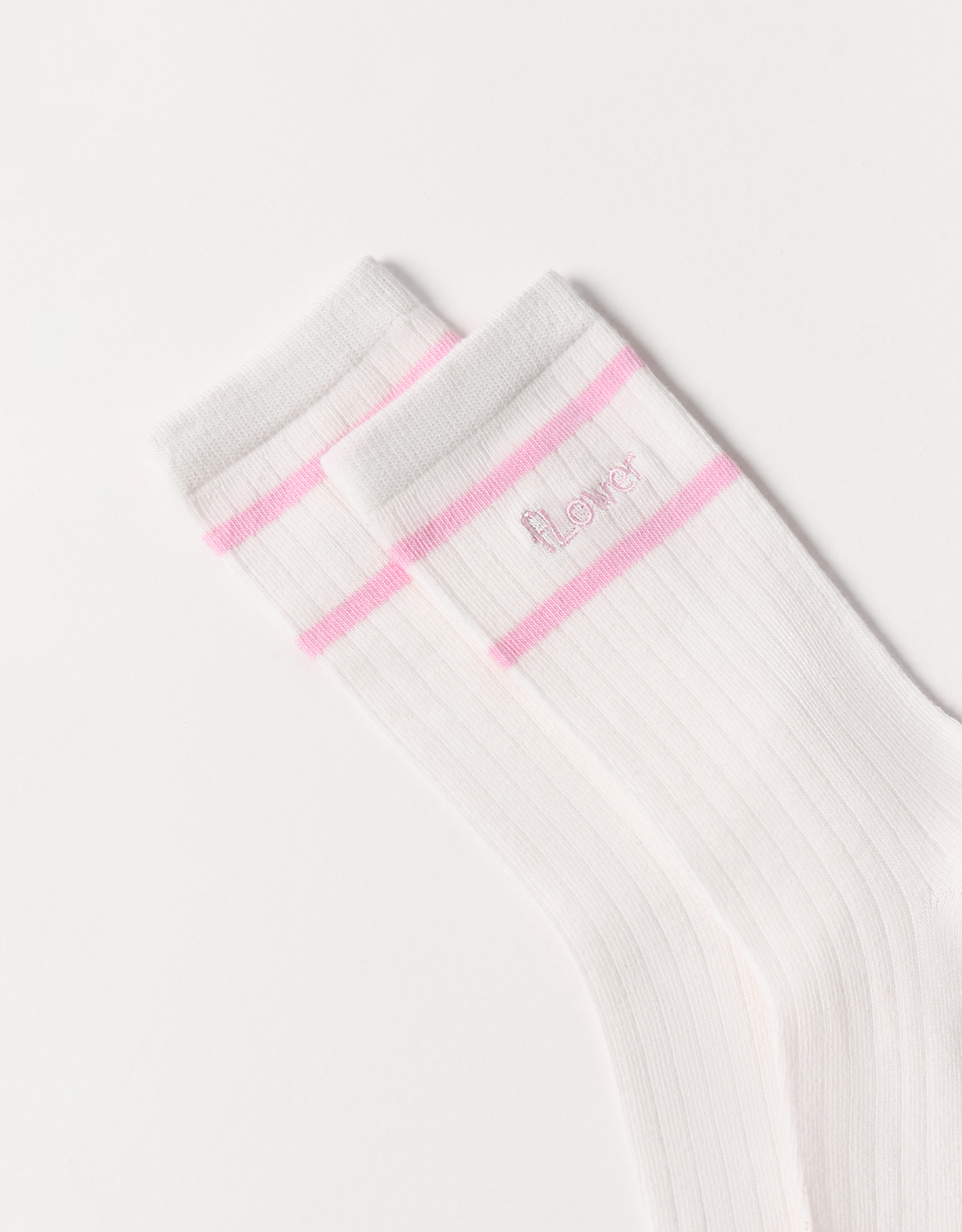 Women's socks, size 36-38, cotton / polyester, white, Flower, Rib font, image-2