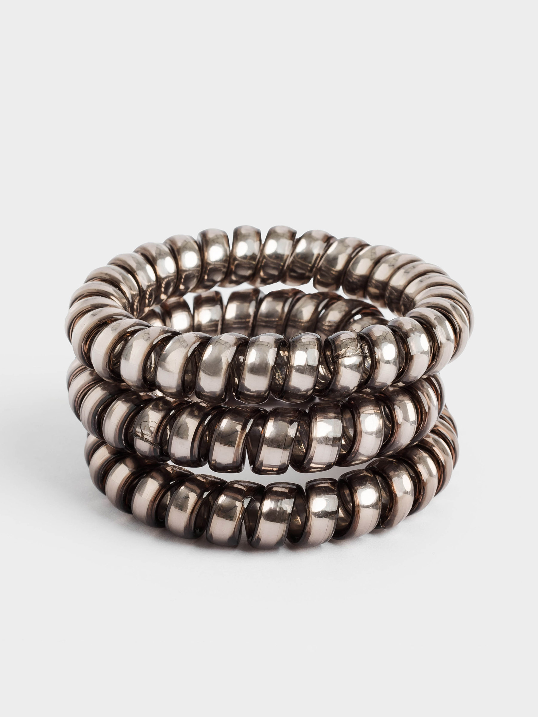 Elastic band for hair, 5 cm, 3 pcs, TPU, gray, Spiral, Helix, image-1
