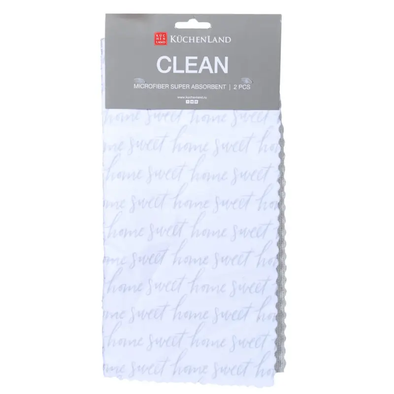 Universal rag, 30x30 cm, 2 pcs, microfiber, gray, Sweet home, Clean, image-0