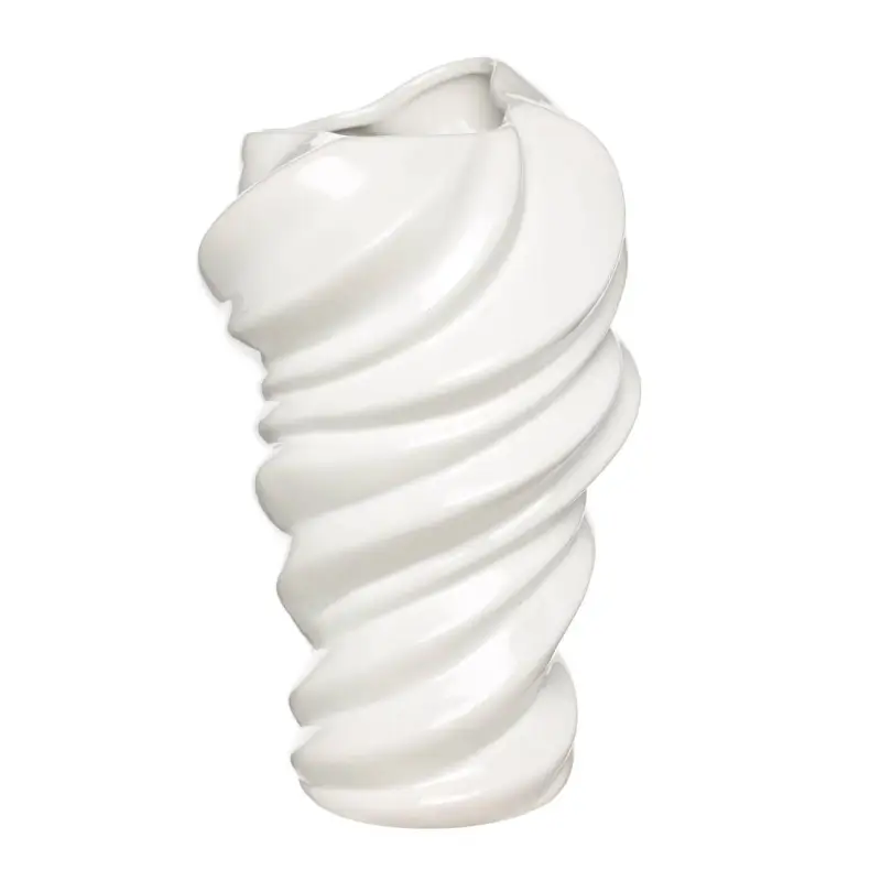 Flower vase, 30 cm, ceramic, white, Waves, Fluid