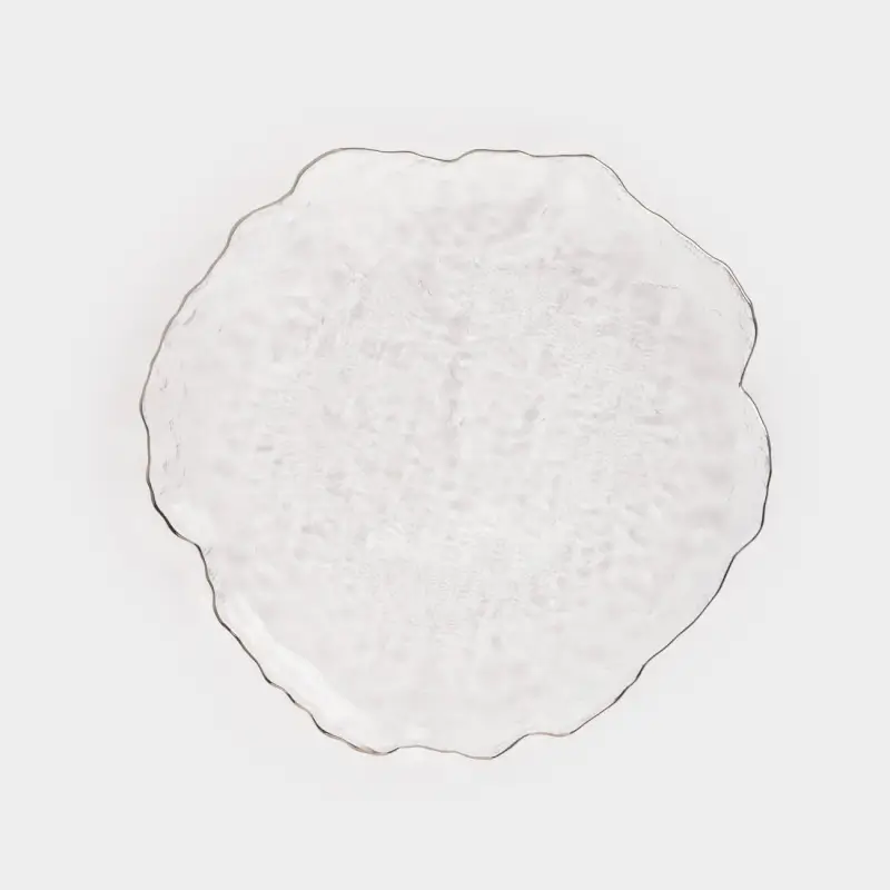 Dish, 30 cm, glass, with silver edging, Nautilus silver