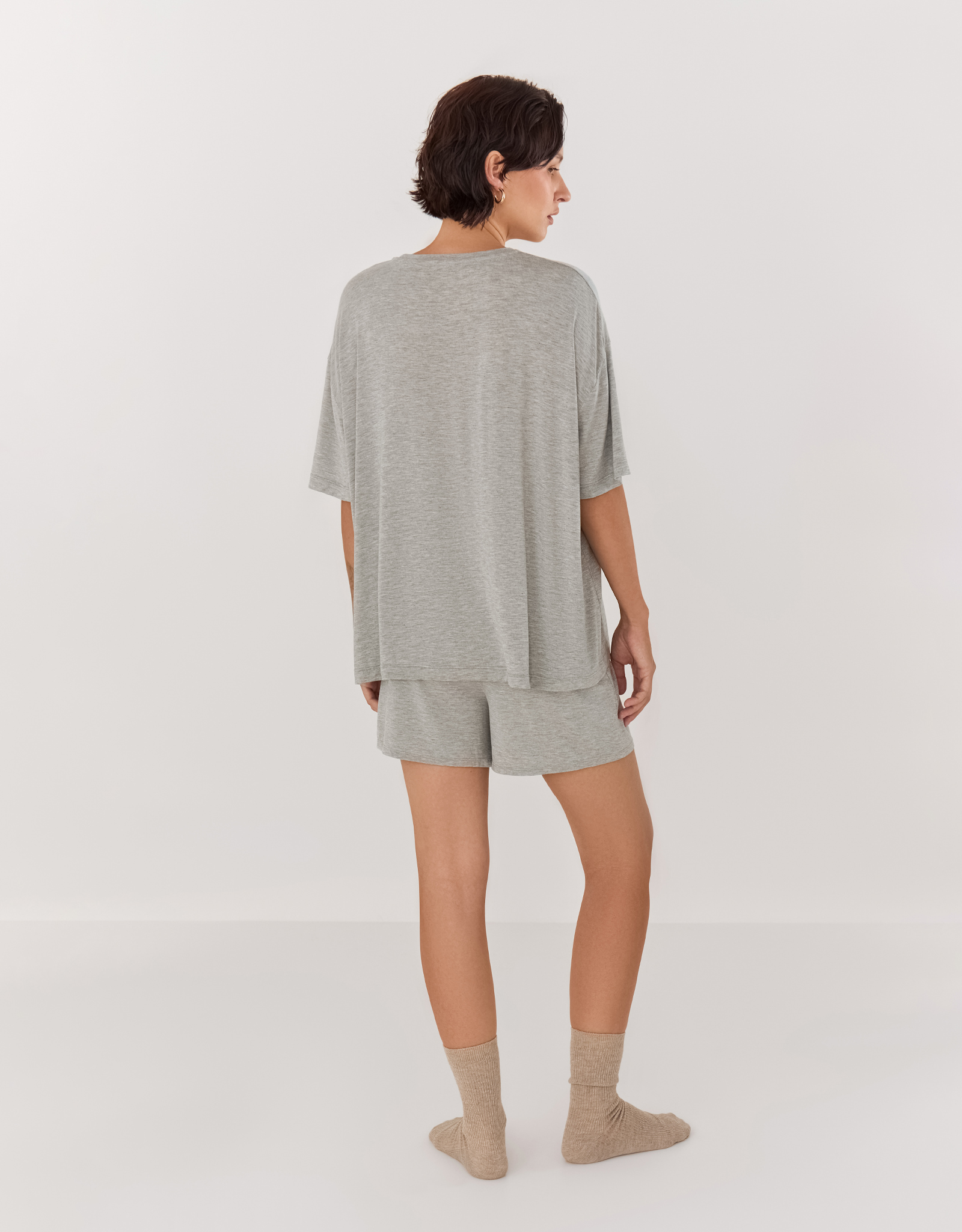 Women's T-shirt, homewear, size L, bamboo, grey melange, Rima, image-4