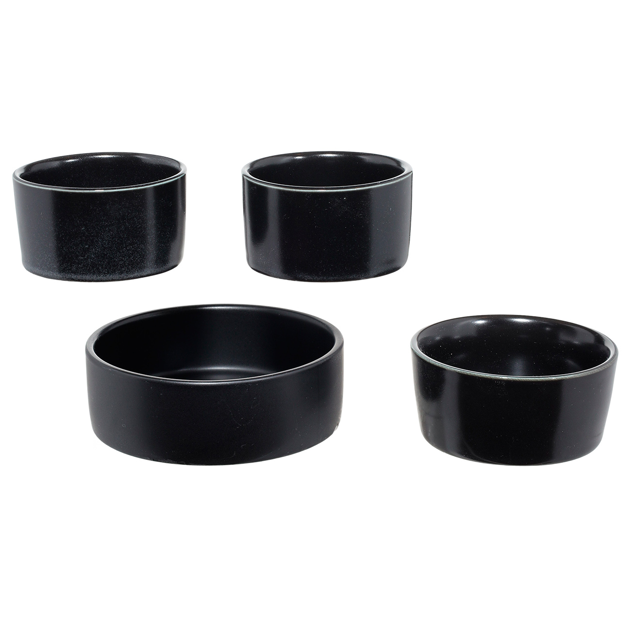 Snack set, 4 pcs, on a stand, ceramic / wood, black, Round bowls, Loft, image-4