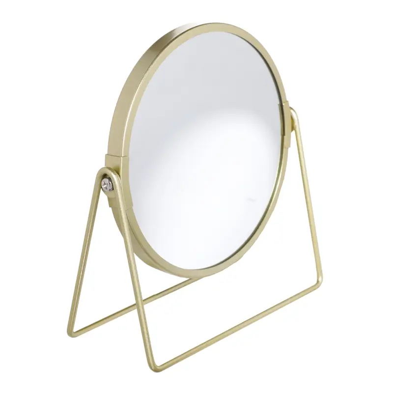 Table mirror, 18 cm, double-sided, metal, round, golden, Freya ,image-0
