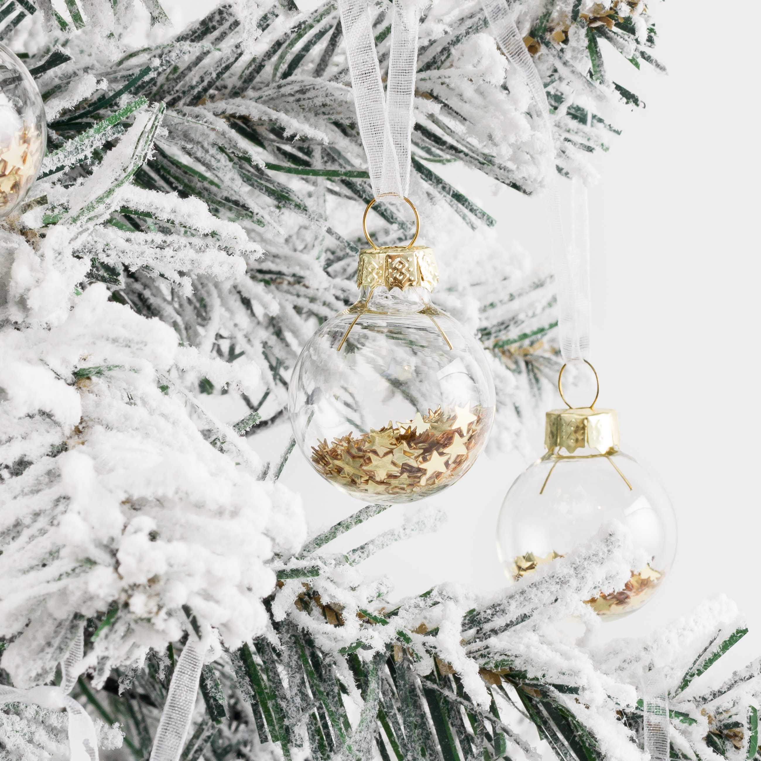 Christmas tree toy set, 4 cm, 12 pcs, glass, Ball with stars, Ball filler, image-6