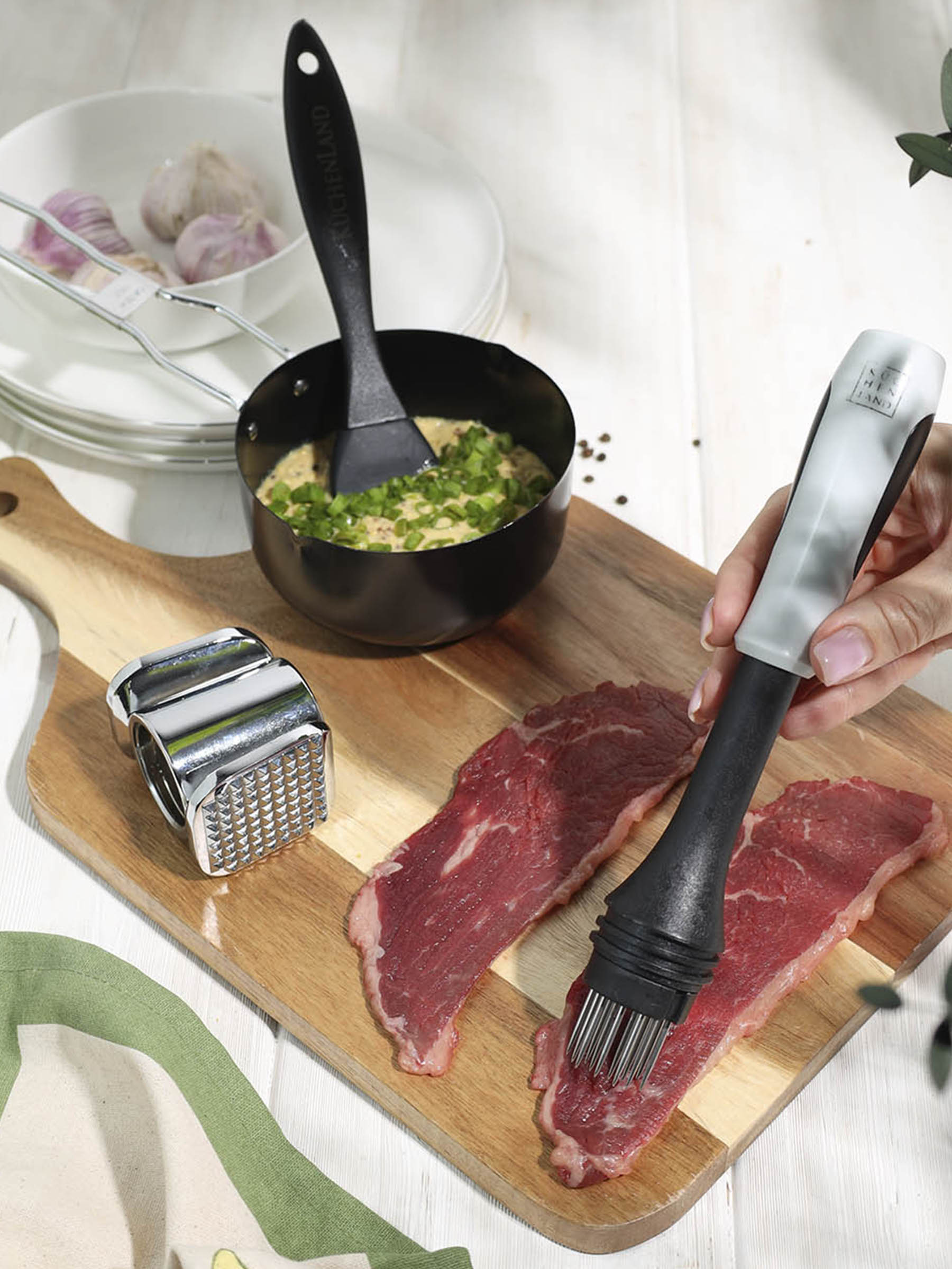Meat chipping hammer, 23 cm, with tenderizer, grey, Lemsen, image-5