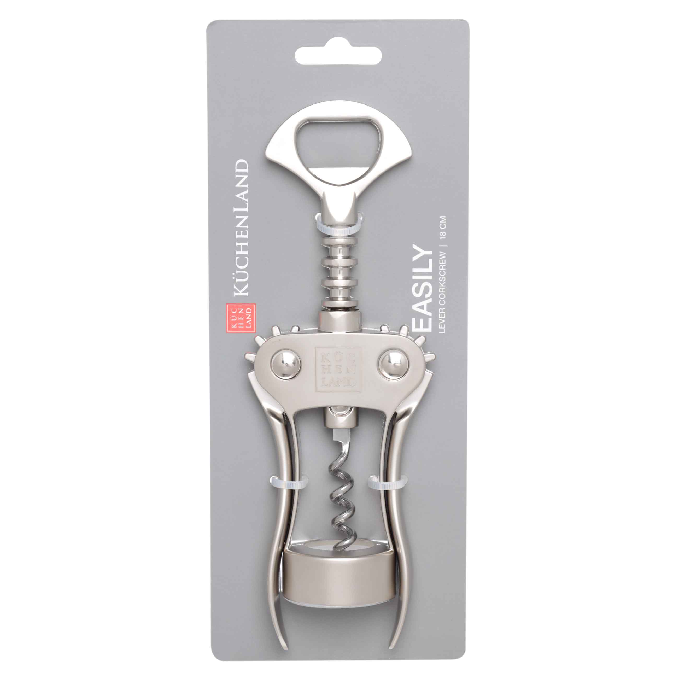 Lever corkscrew, 18 cm, metal, Easily, image-4