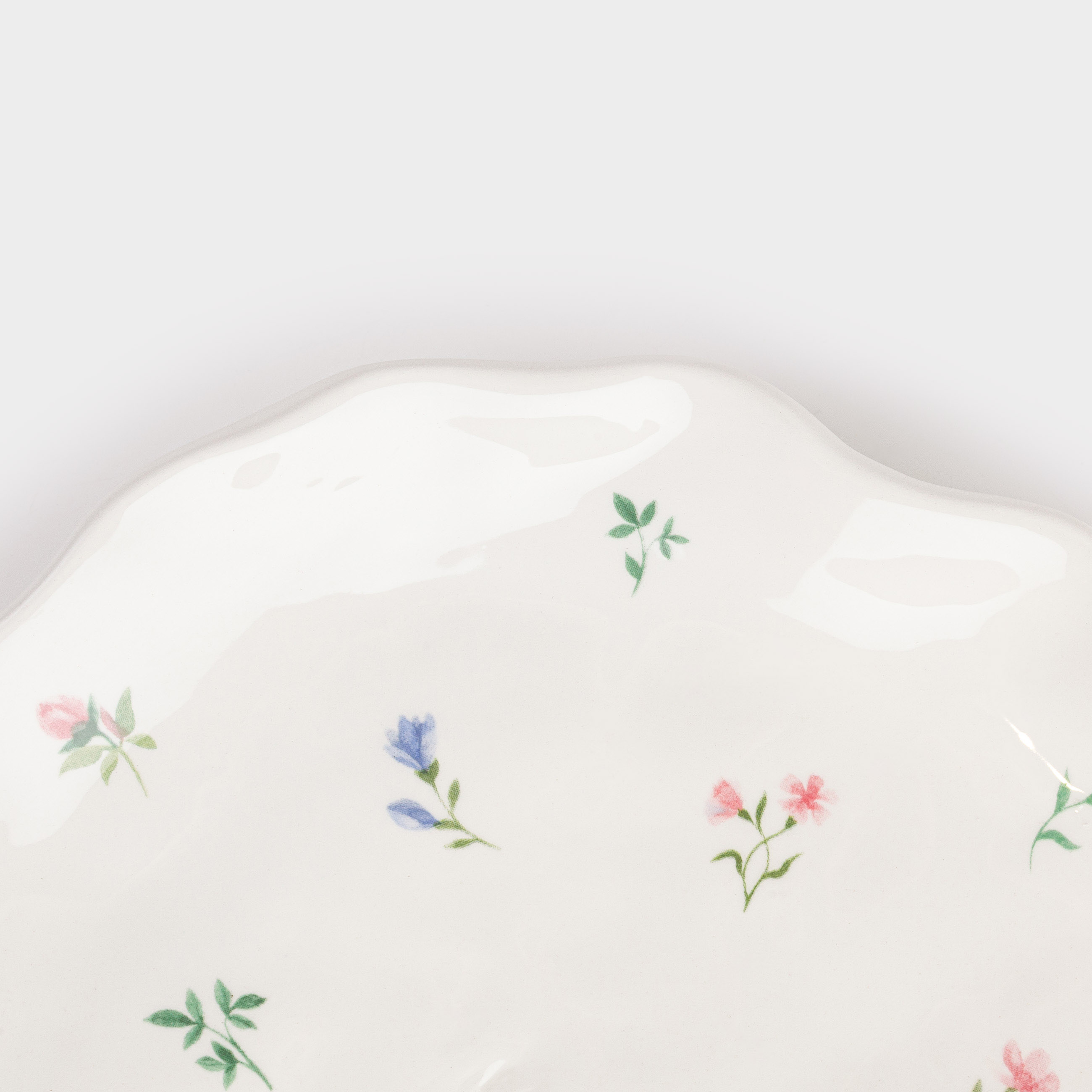 Dish, 23 cm, ceramic, milky, Flowers, El flora