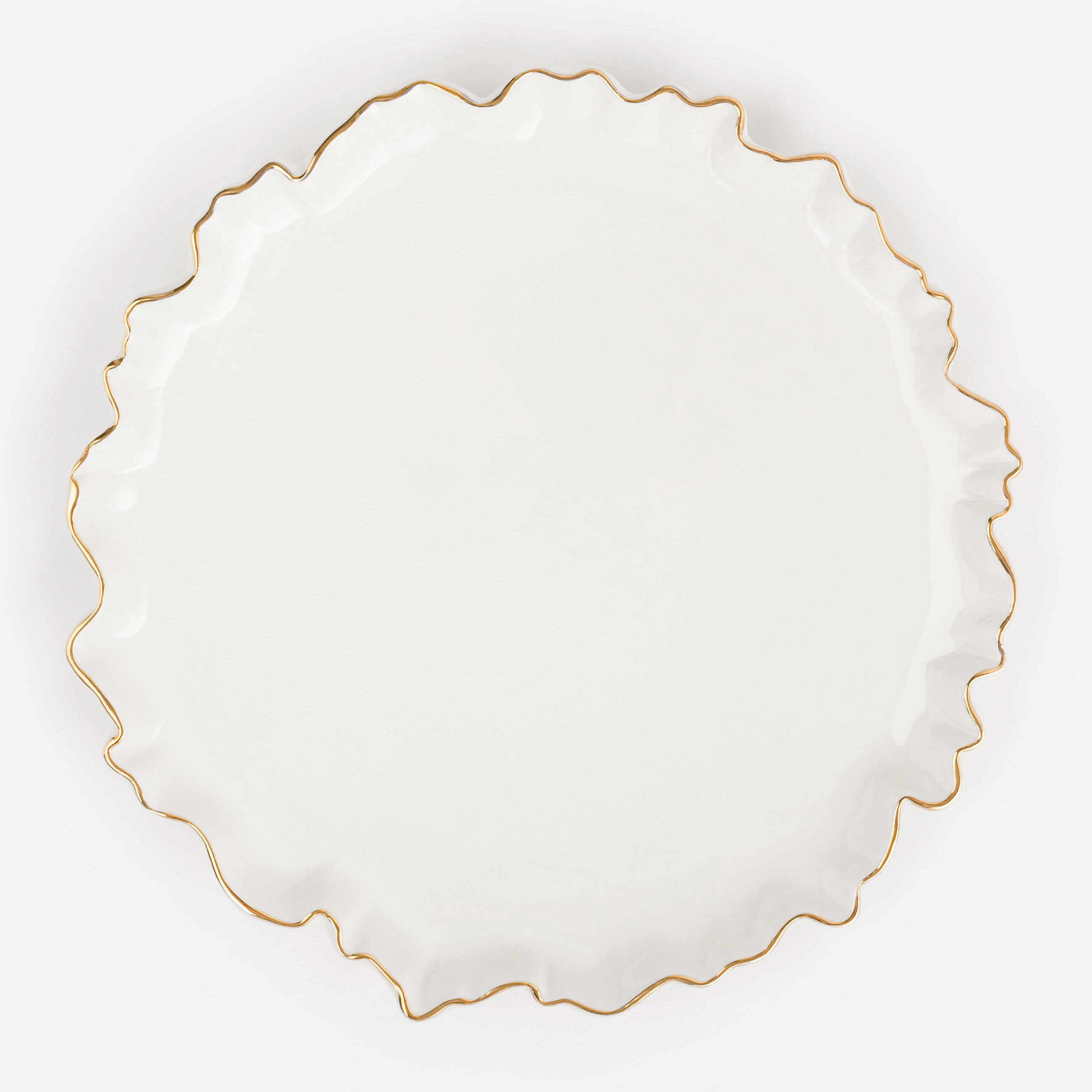 Dinner plate, 25 cm, porcelain P, with golden edging, Crumpled effect, Crumple gold, image-0