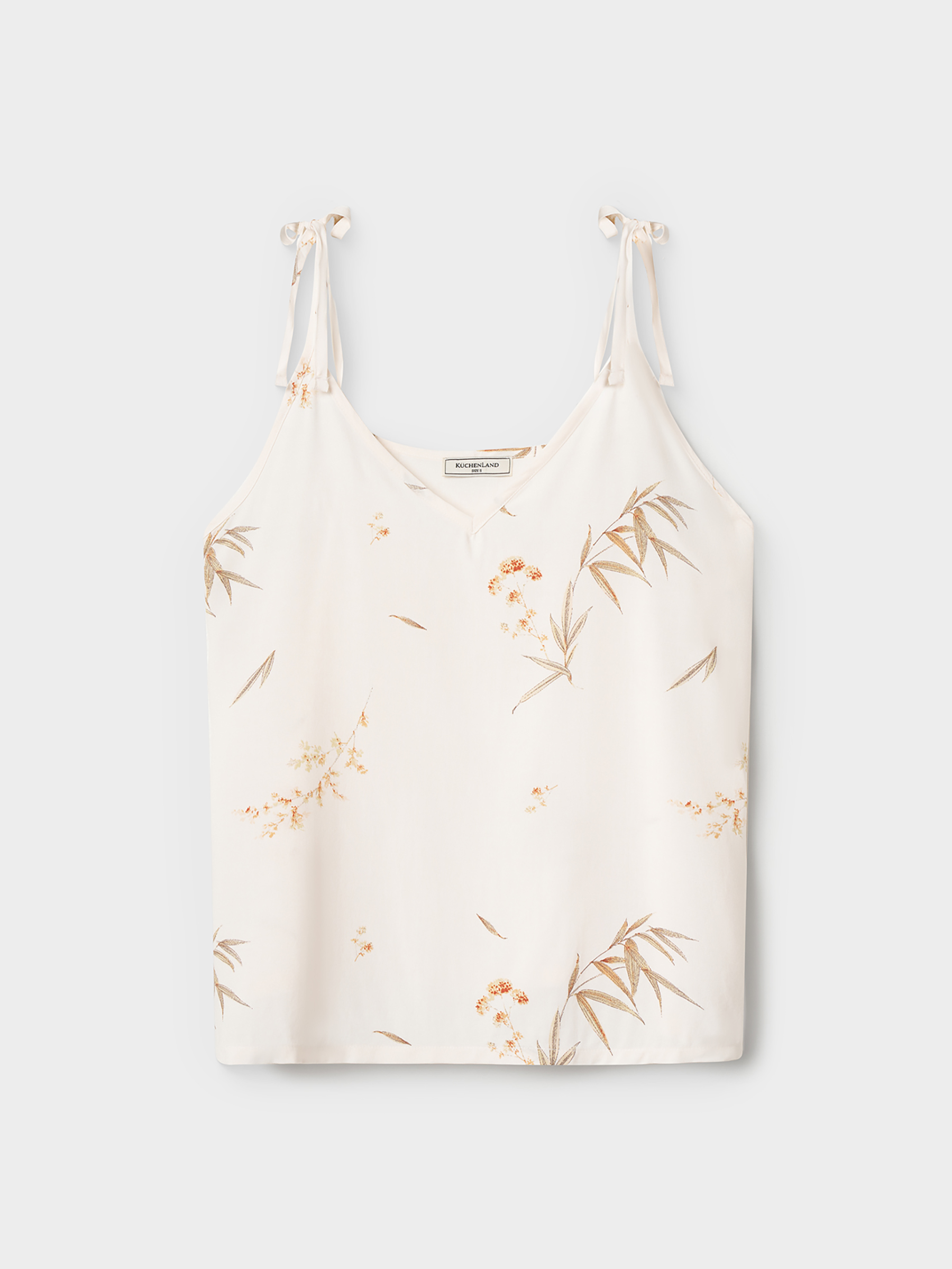 Women's top, homewear, size S, straps, viscose, milky, Flowers, Norla, image-6