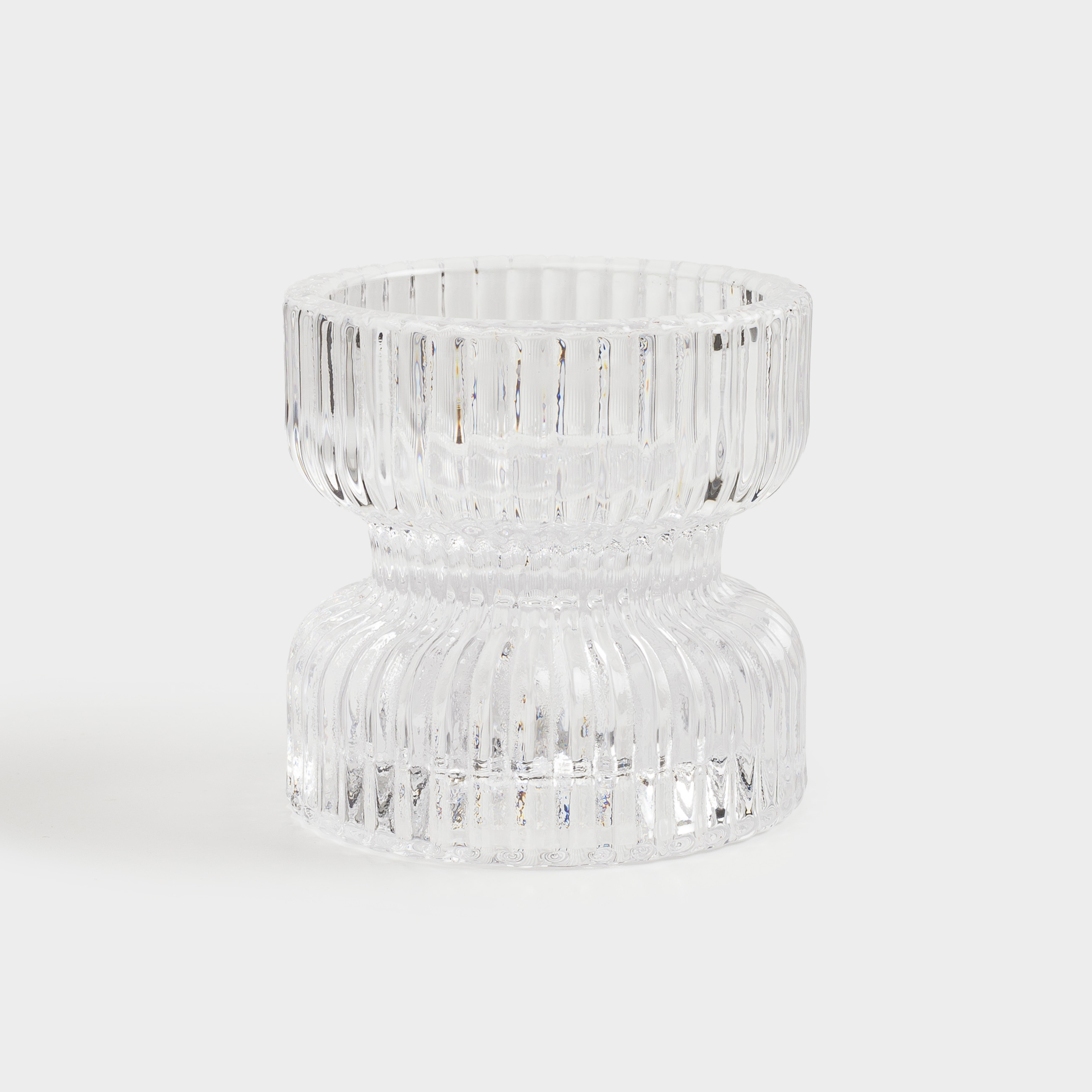 Candlestick, 6 cm, for thin / tea candles, glass, Ribedic, image-0