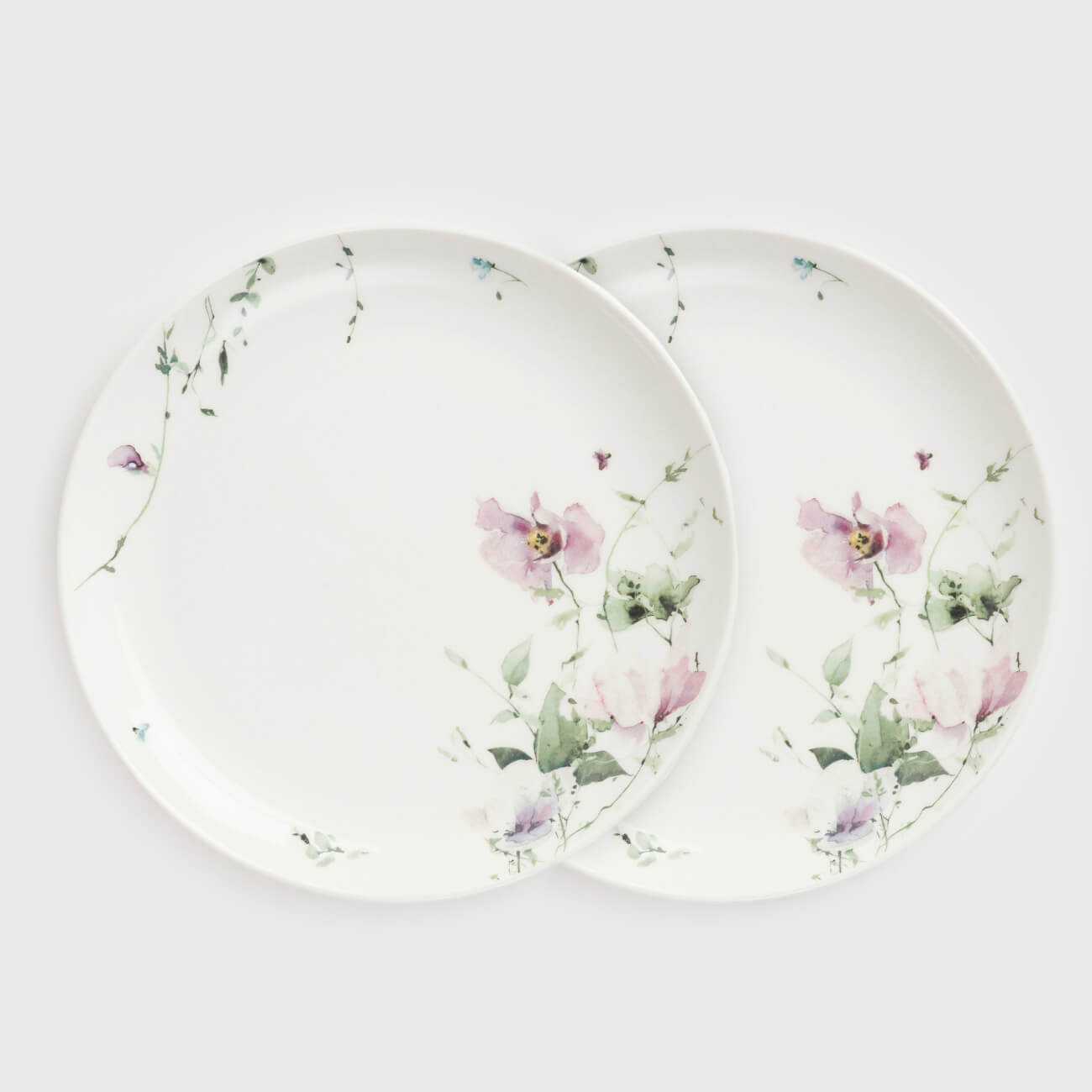 Snack plate, 21 cm, 2 pcs, porcelain N, white, Lilac flowers, Floret