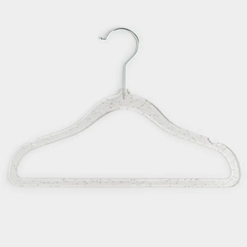 Hanger-hangers, 30 cm, 3 pcs, children's, plastic, transparent with silver sequins, Shimmer ,image-0