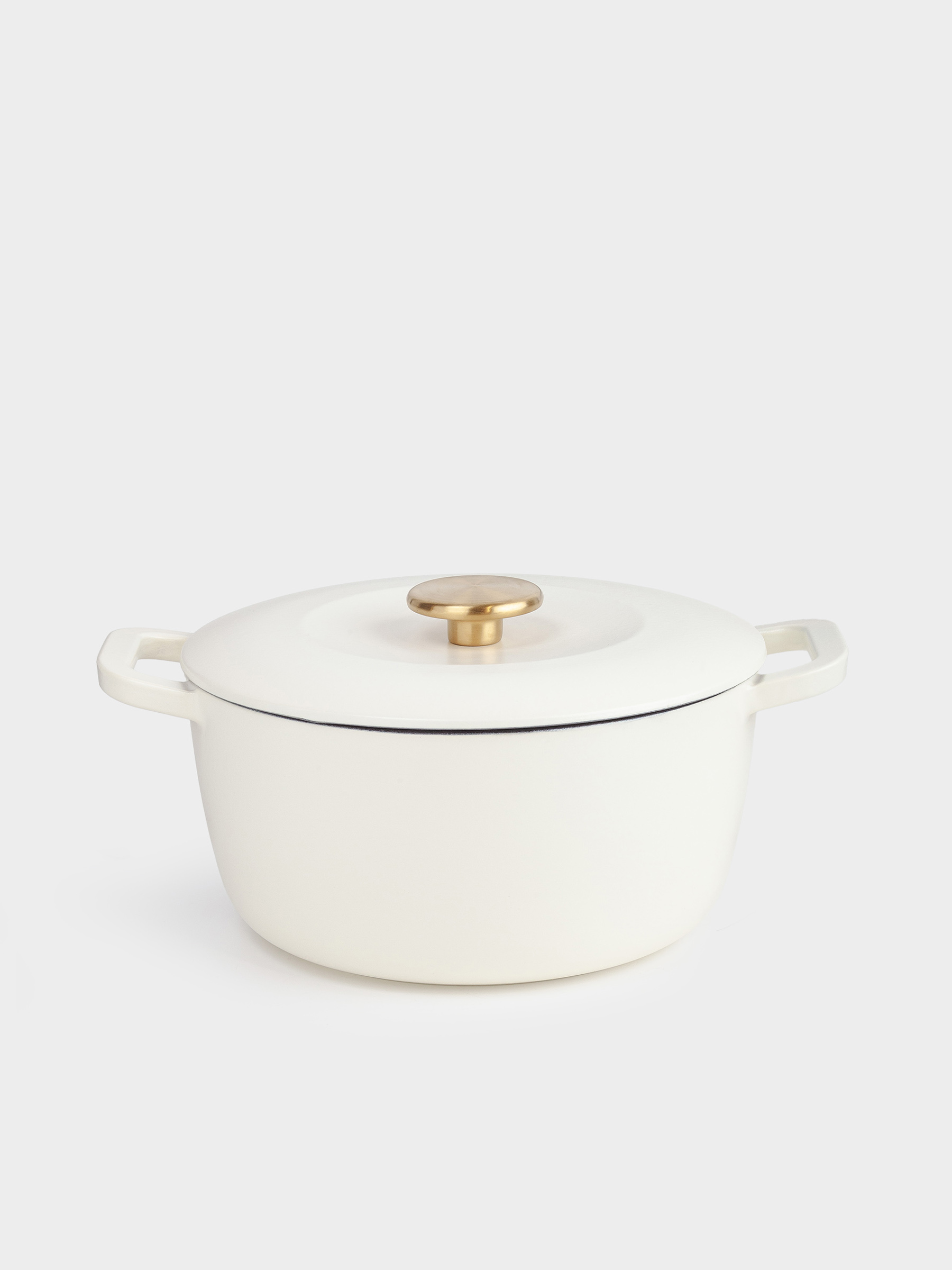 Cauldron, 25 cm, 4 l, with lid, cast iron, milky, Light kitchen, image-0