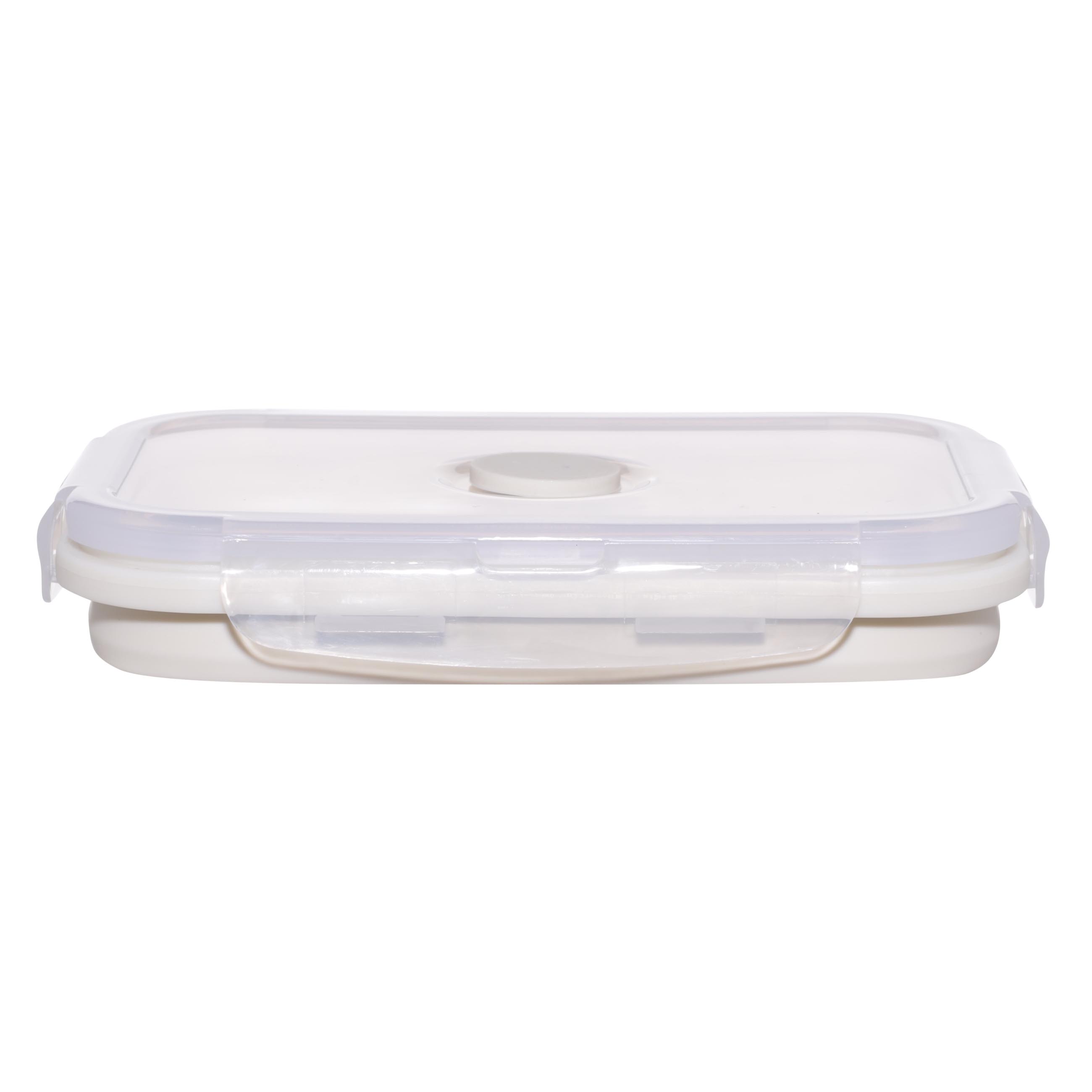 Container, 540 ml, foldable, with clips, Silicone / plastic, beige, Portable, image-3