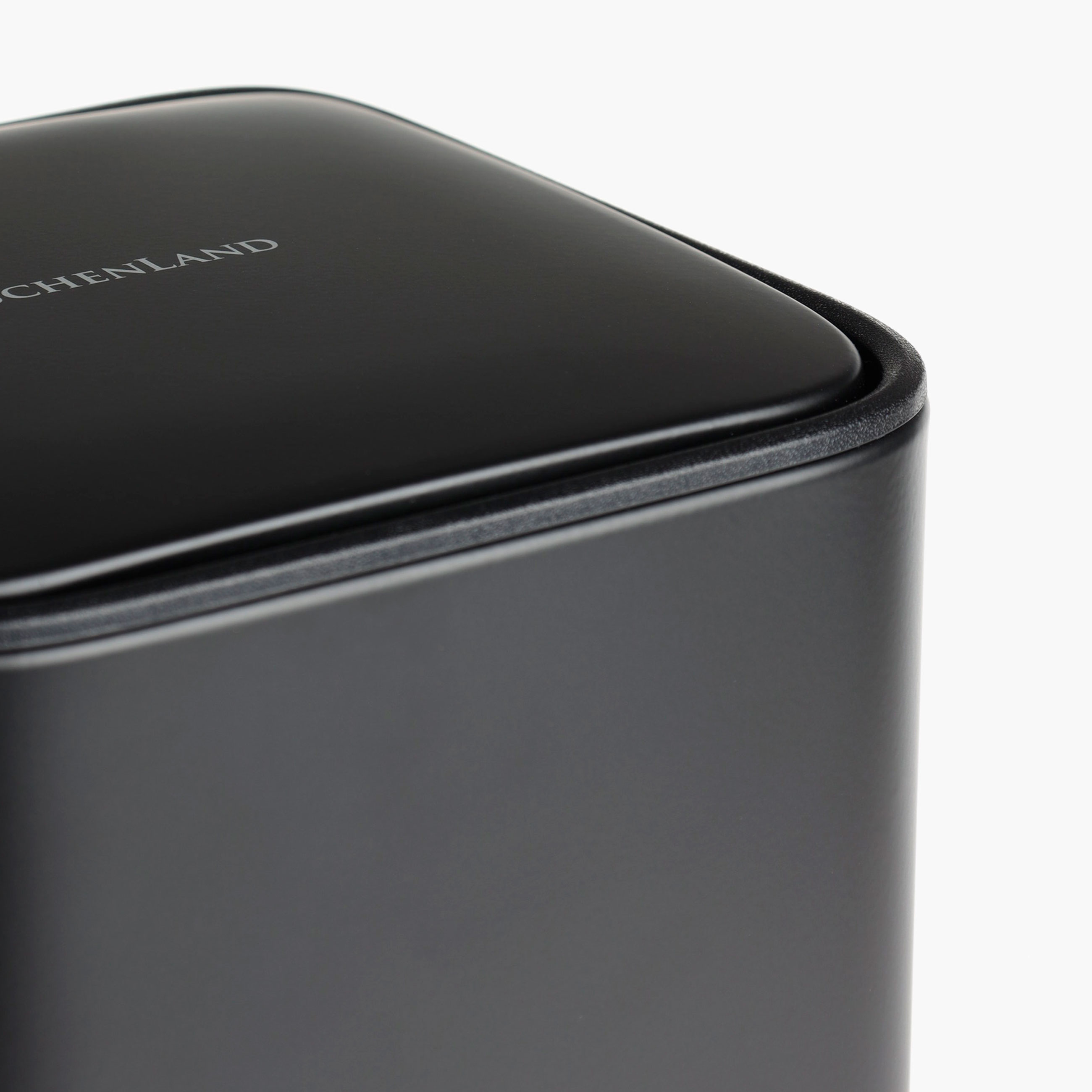 Trash can, 3 l, with pedal, metal, square, black, Total black