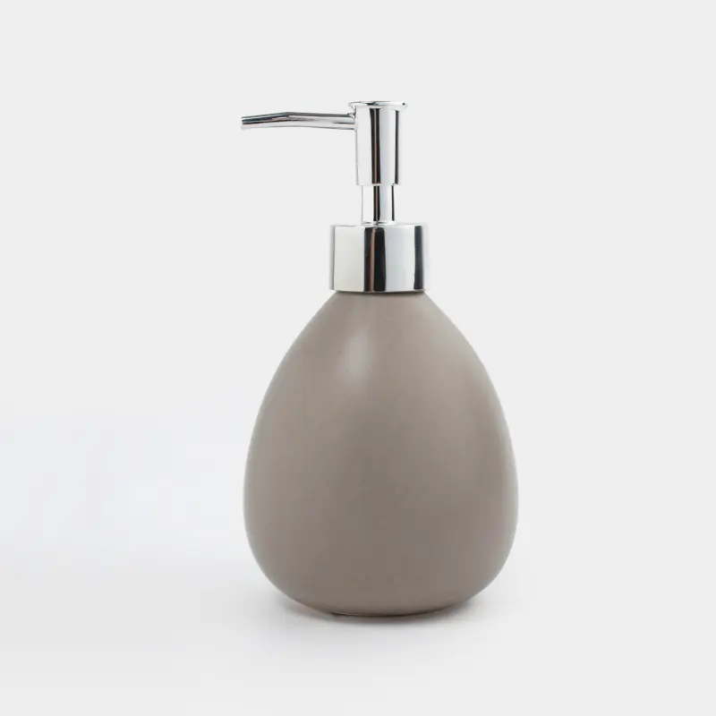 Liquid soap dispenser, 280 ml, ceramic / plastic, beige-grey, Giza ,image-0