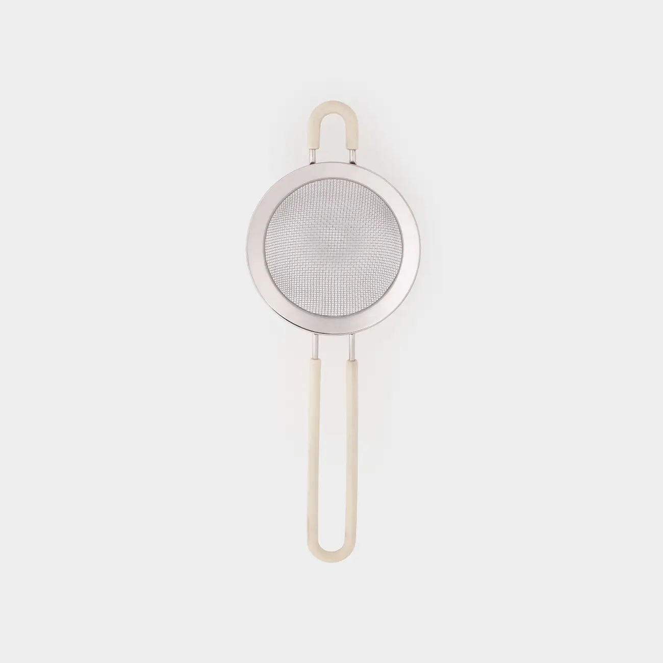 Strainer, 8 cm, with handle, steel / silicone, beige, Tammy