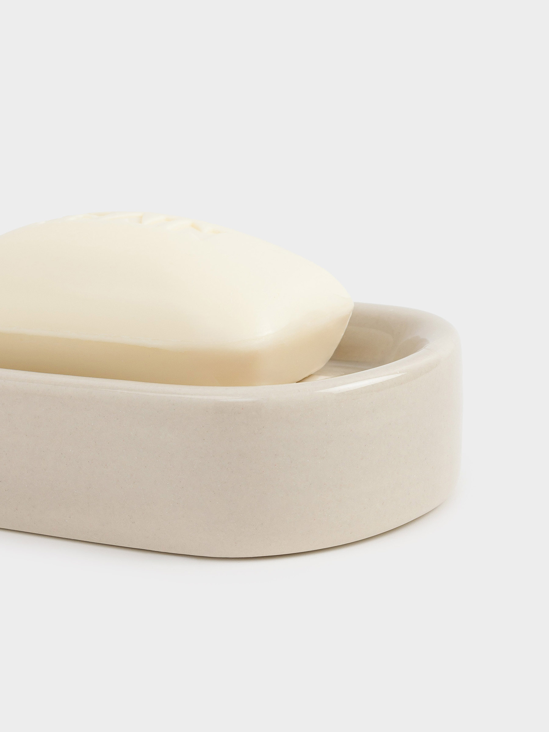 Soap dish, 12x8 cm, ceramic, beige, Nira, image-5